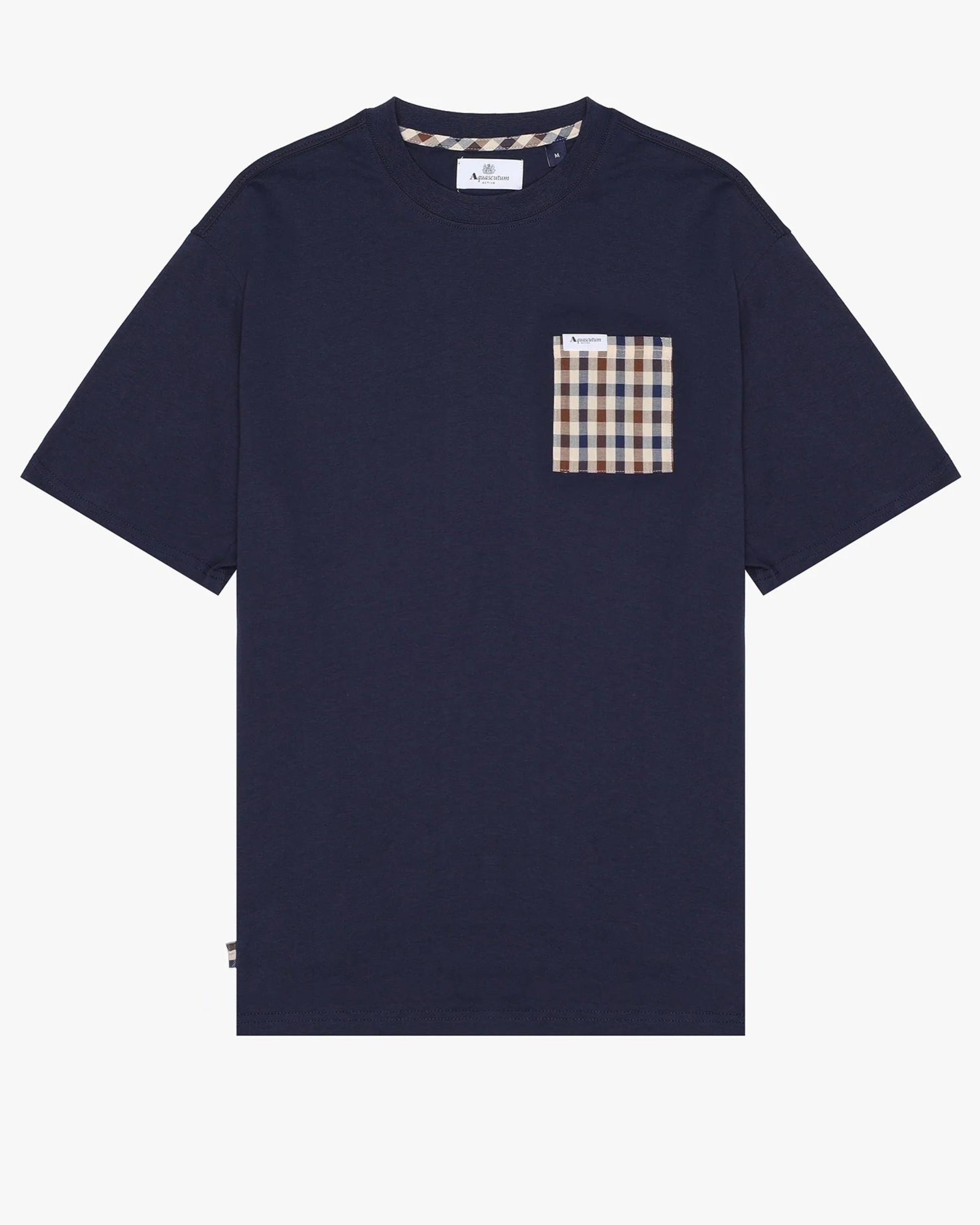 Aquascutum Rubber Check Pocket Tee Navy