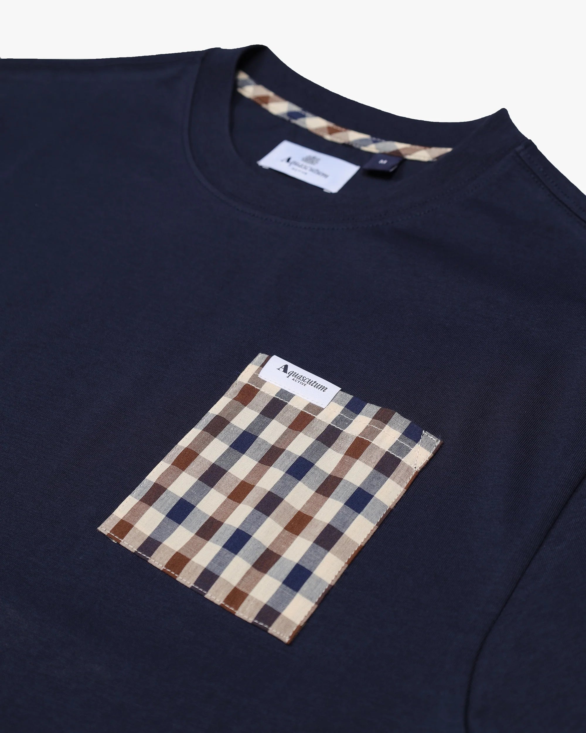 Aquascutum Rubber Check Pocket Tee Navy