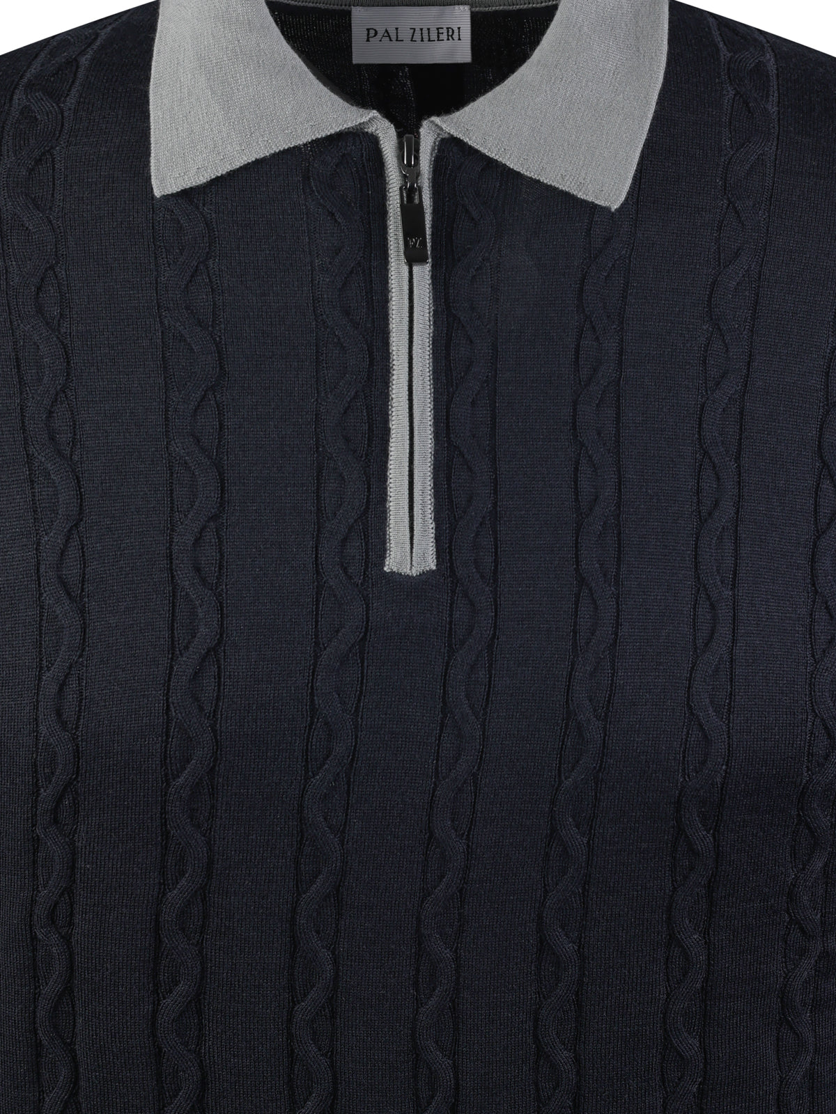 Pal Zileri Zip Texture Polo Navy