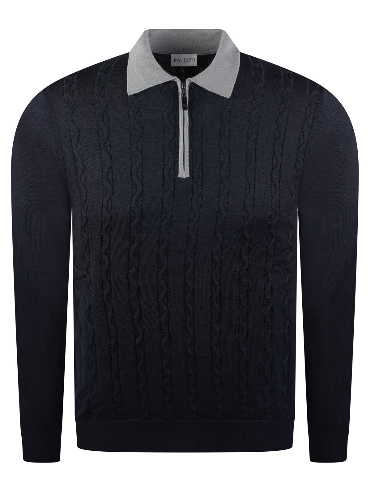 Pal Zileri Zip Texture Polo Navy