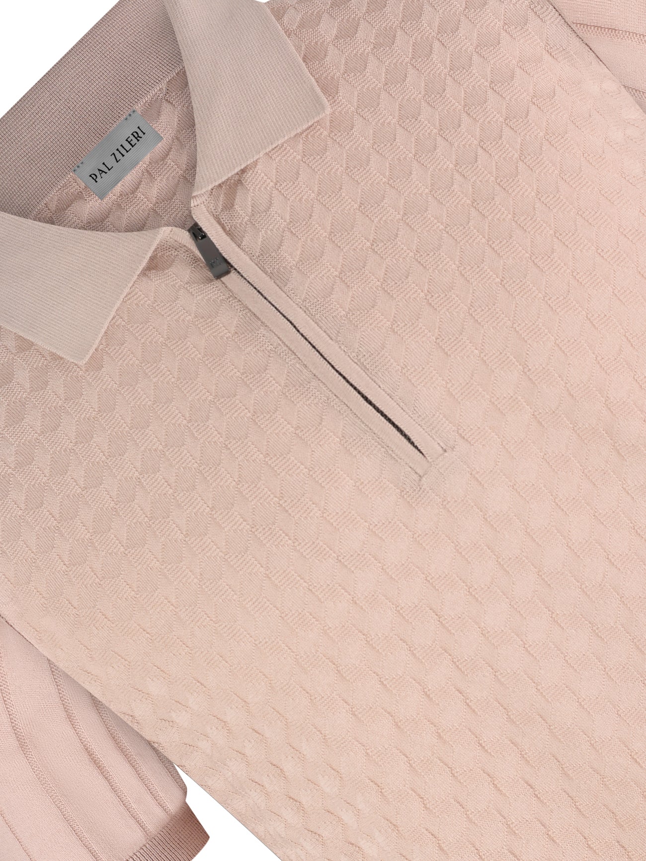 Pal Zileri Zip Texture Polo Beige