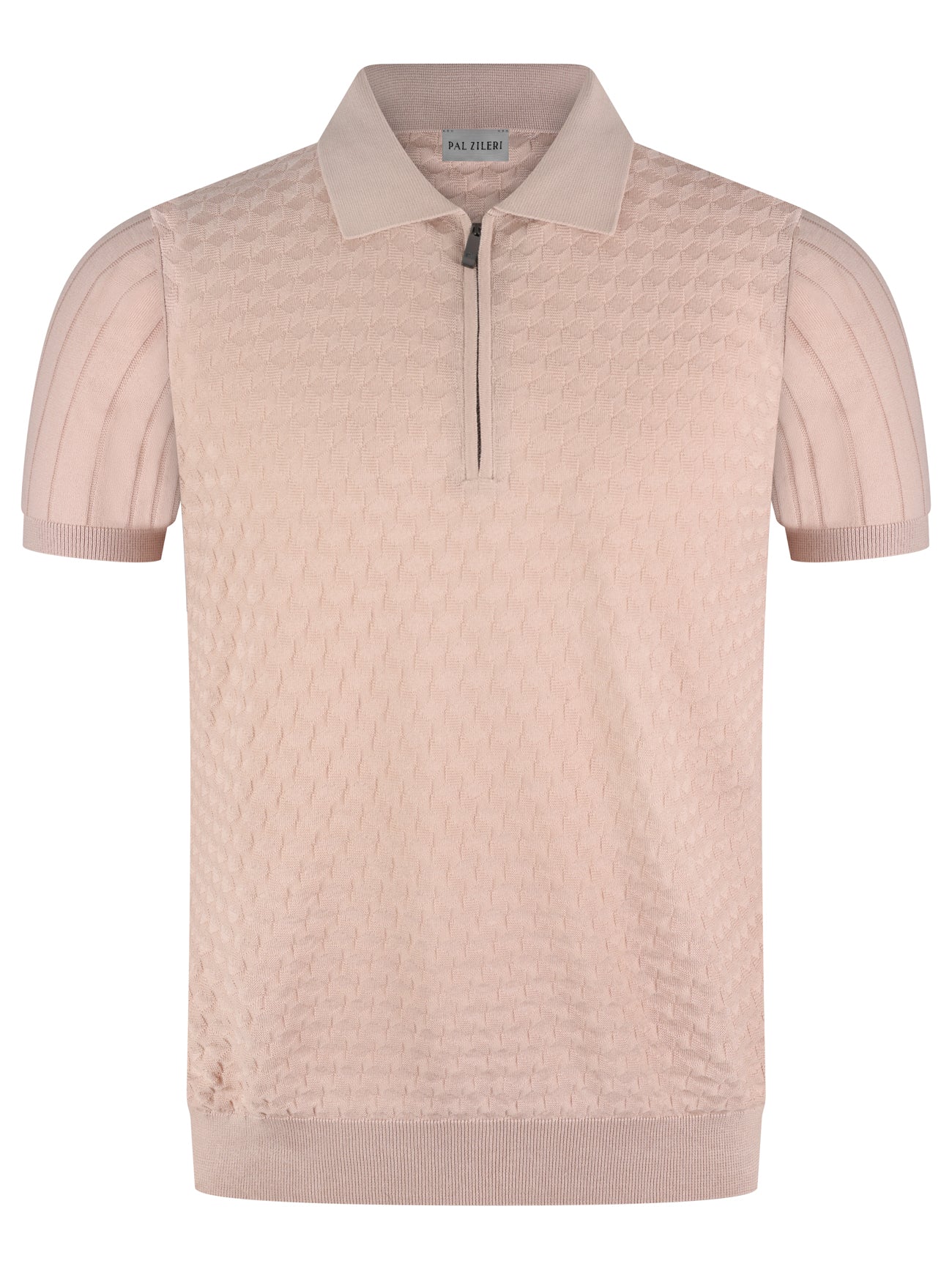 Pal Zileri Zip Texture Polo Beige