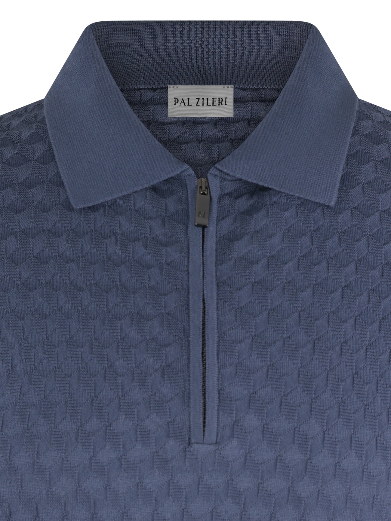 Pal Zileri Zip Texture Polo Blue