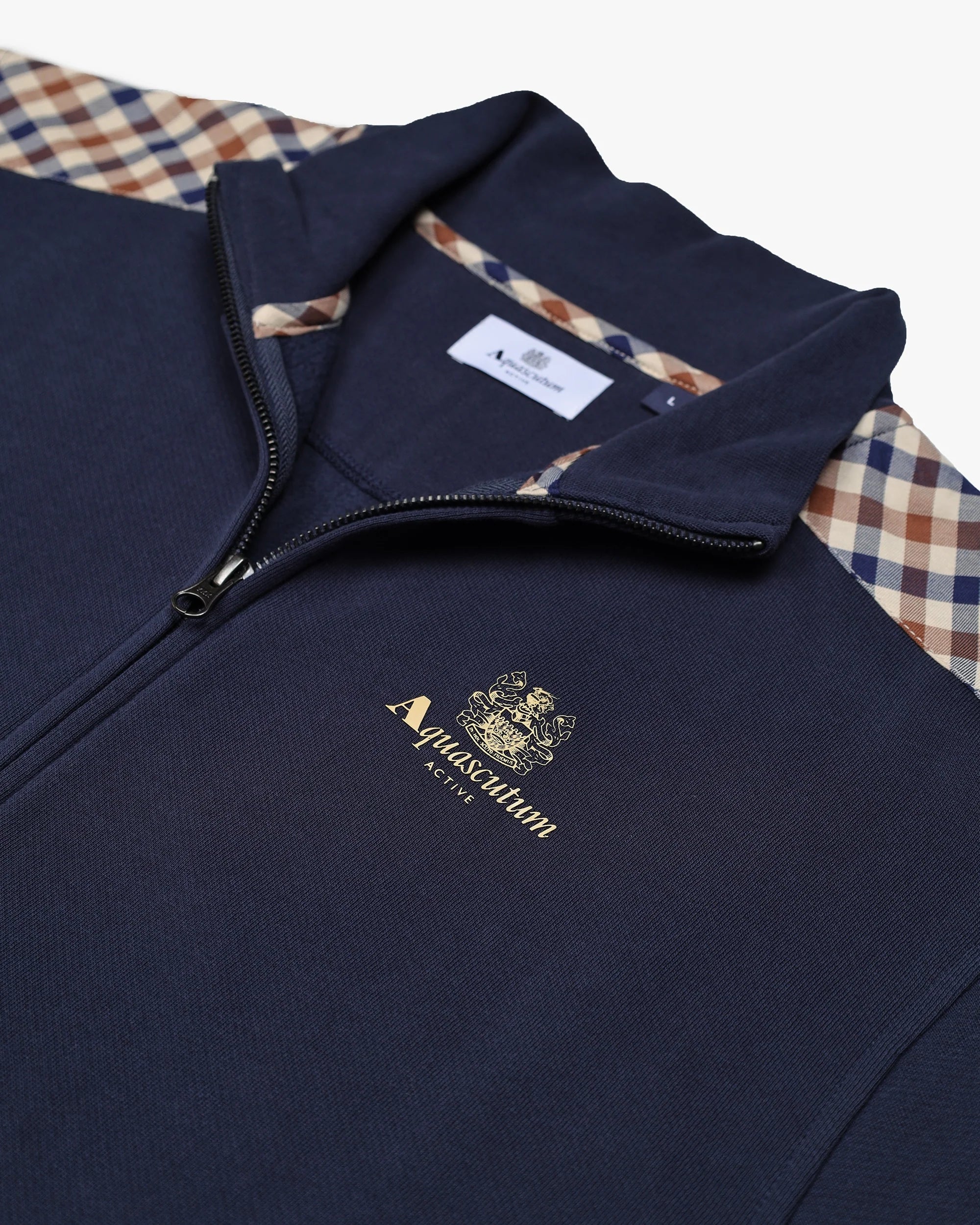 Aquascutum Zip Shoulder Check Sweat Navy