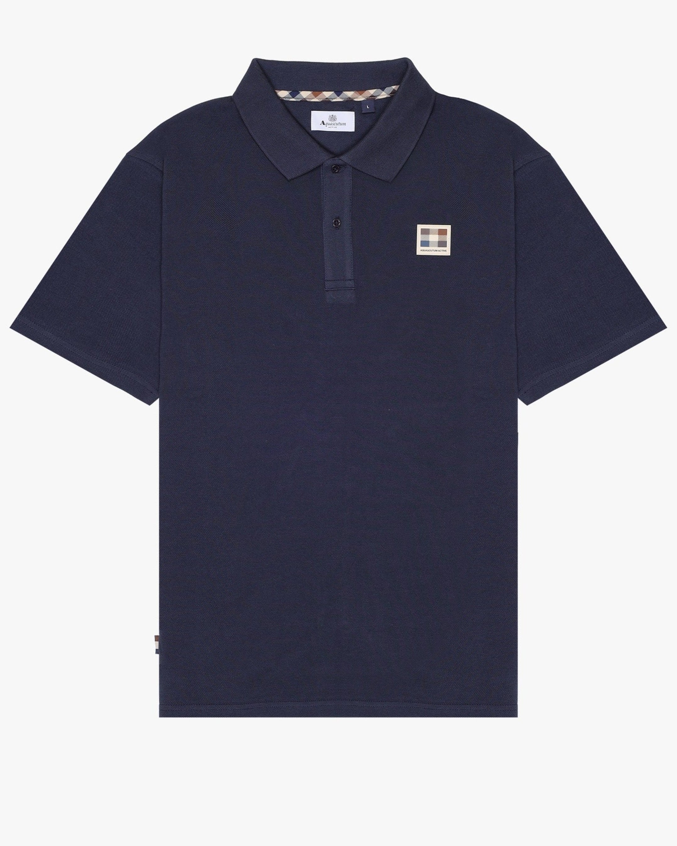 Aquascutum Rubber Logo Polo Navy