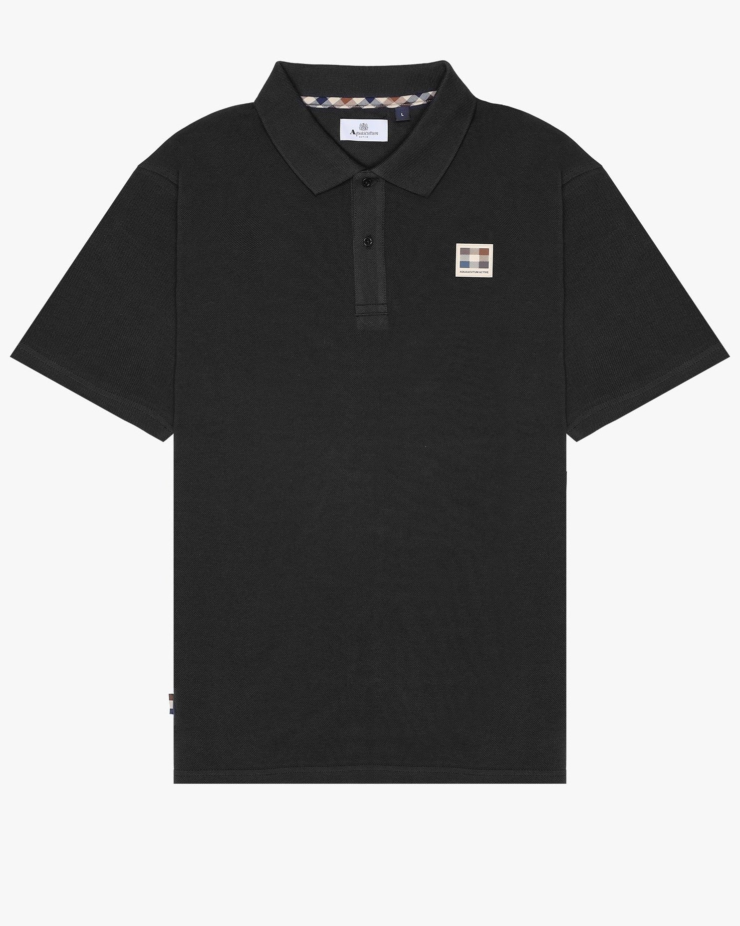 Aquascutum Rubber Logo Polo Black