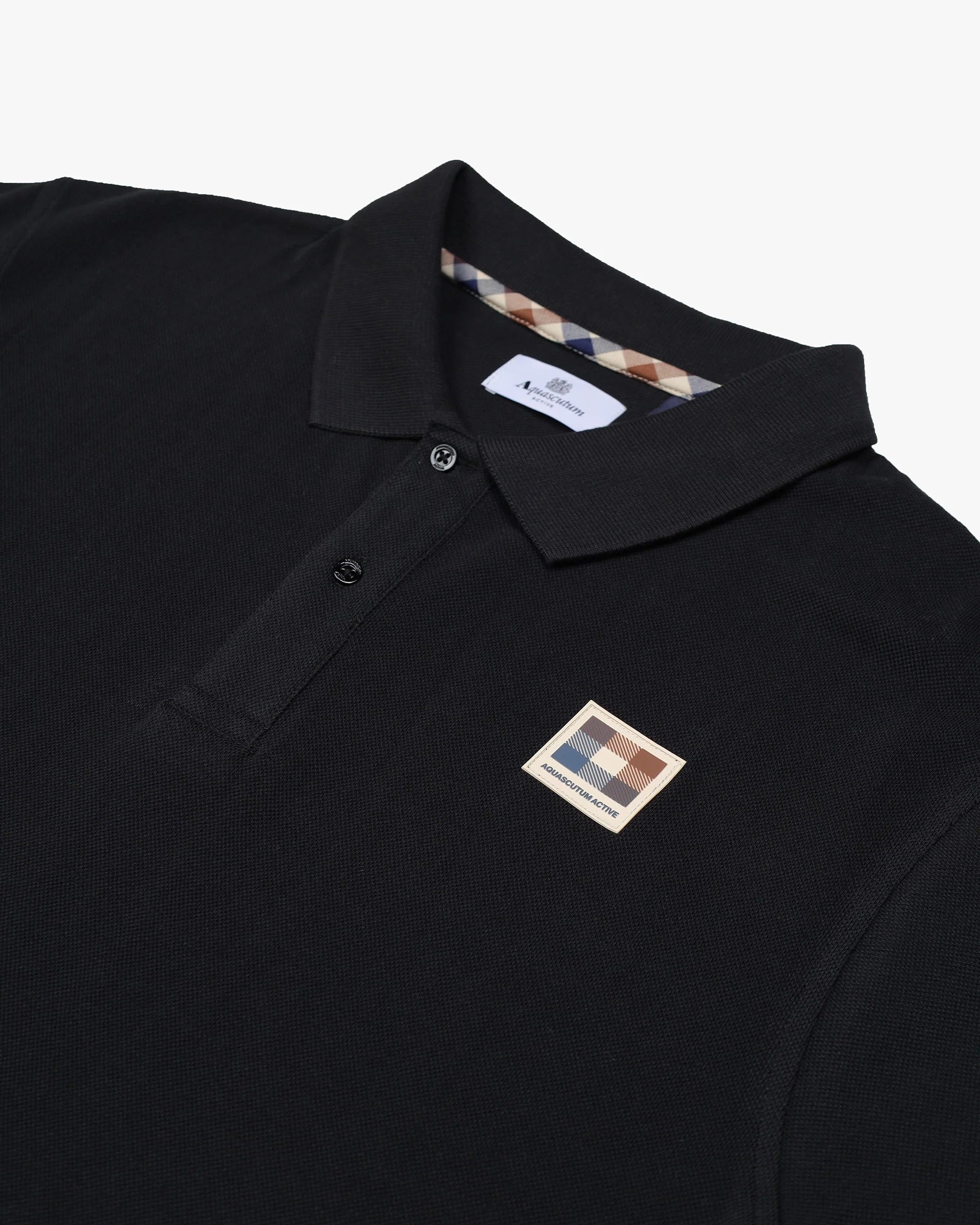 Aquascutum Rubber Logo Polo Black