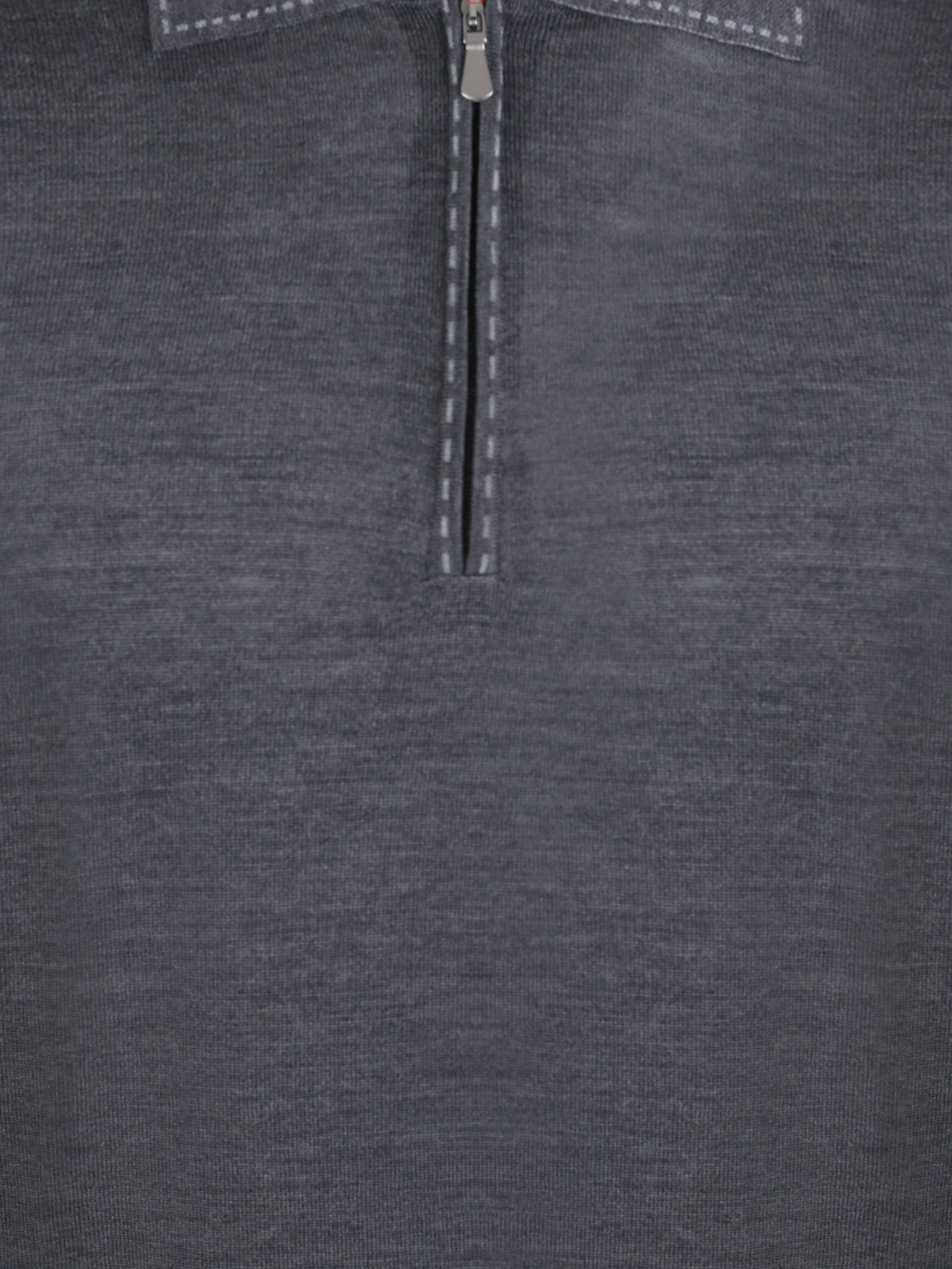 Gran Sasso Silk Zip Stitch Polo Grey