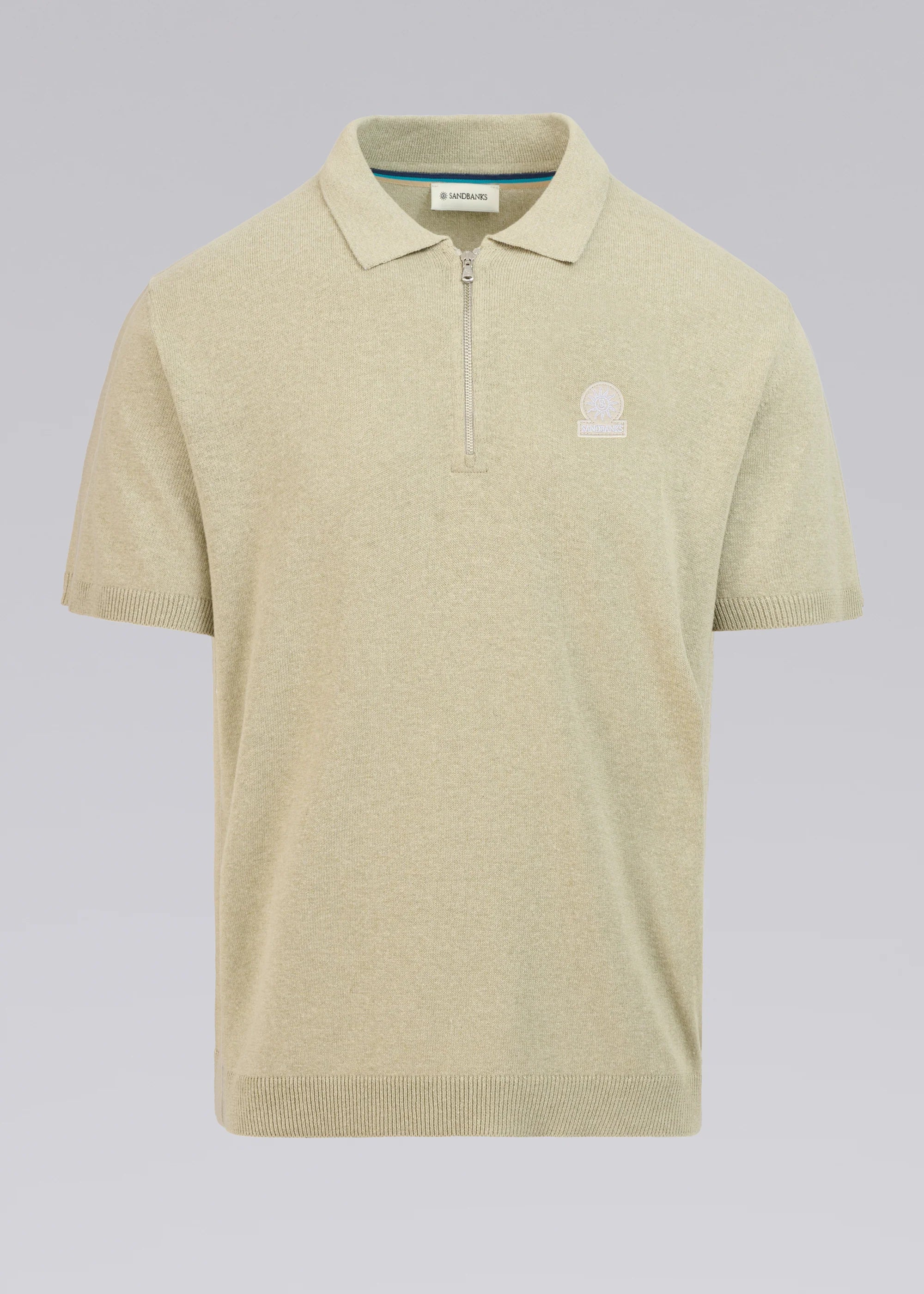 Sandbanks Zip Polo Knit Stone