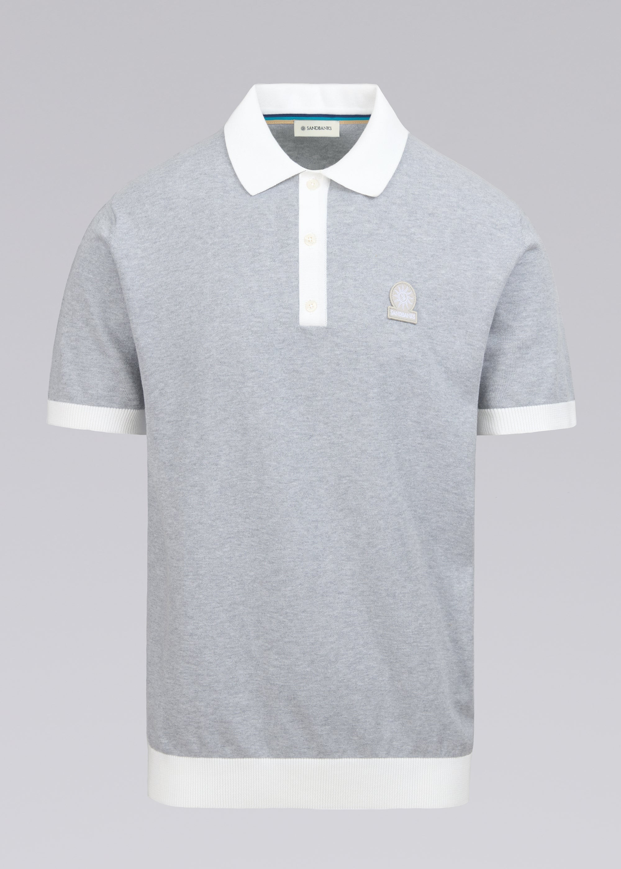 Sandbanks Polo Knit Grey Marl