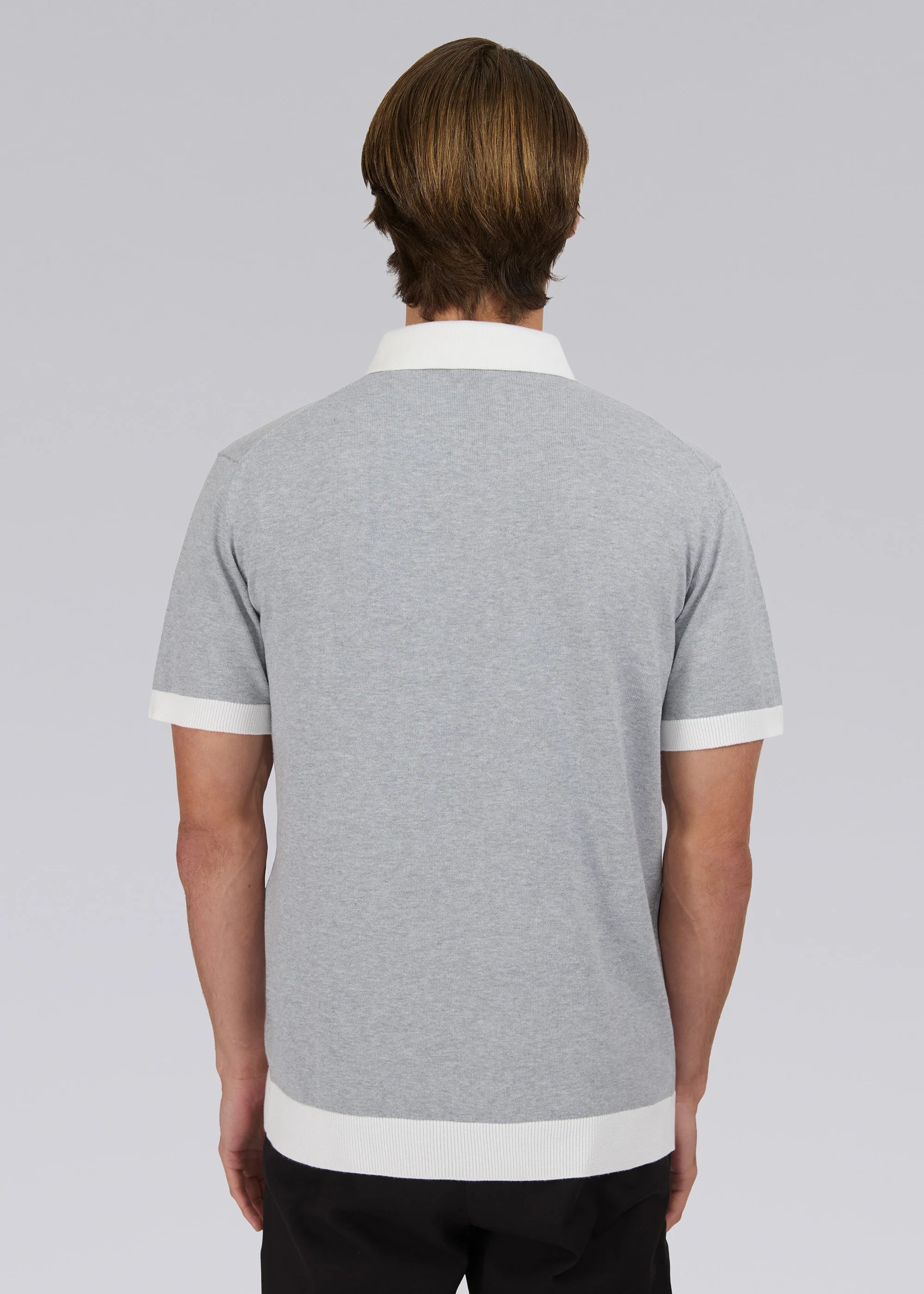 Sandbanks Polo Knit Grey Marl
