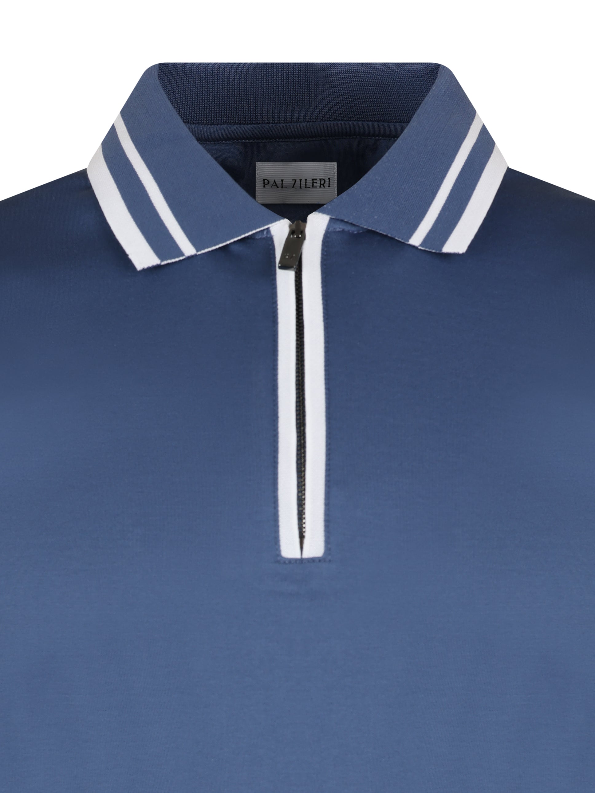 Pal Zileri Mercerised Zip Polo Blue