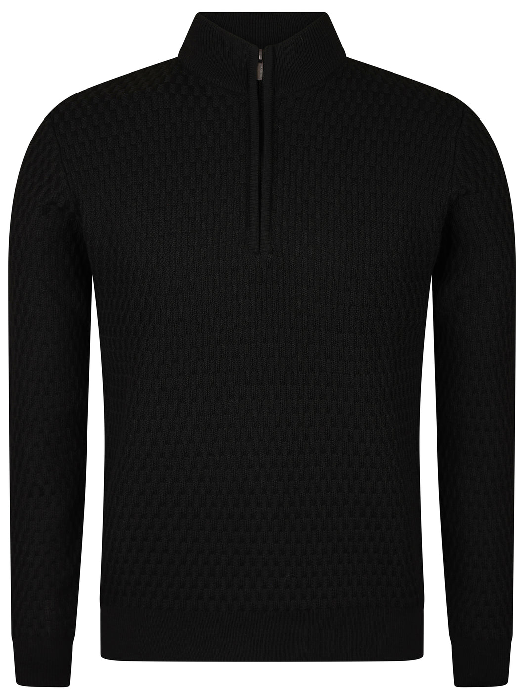 Remus 1/4 Zip Waffle Knit Black
