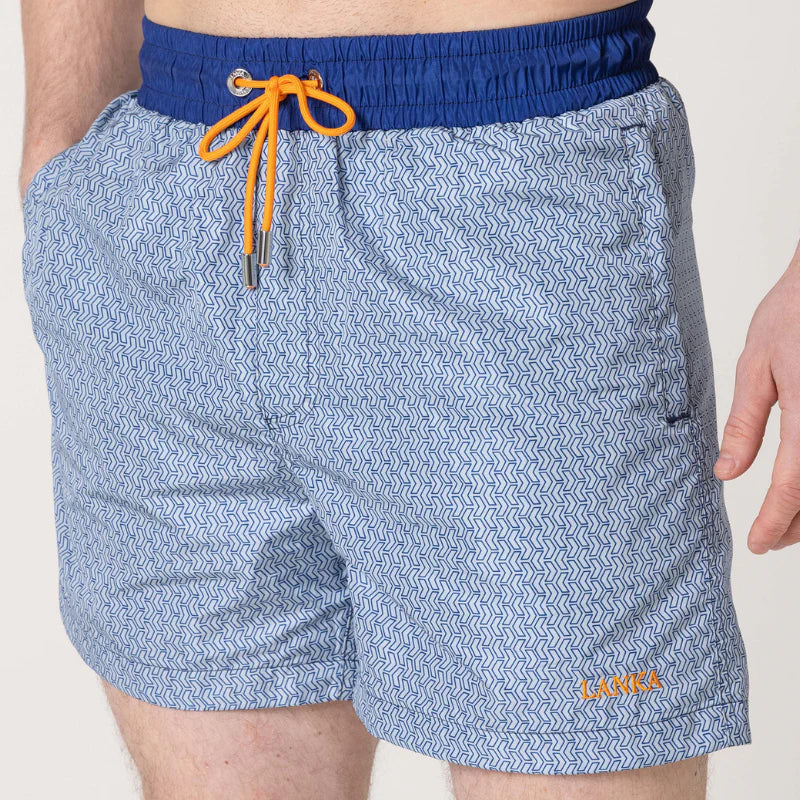 Lanka Pattern Swim Short Blue