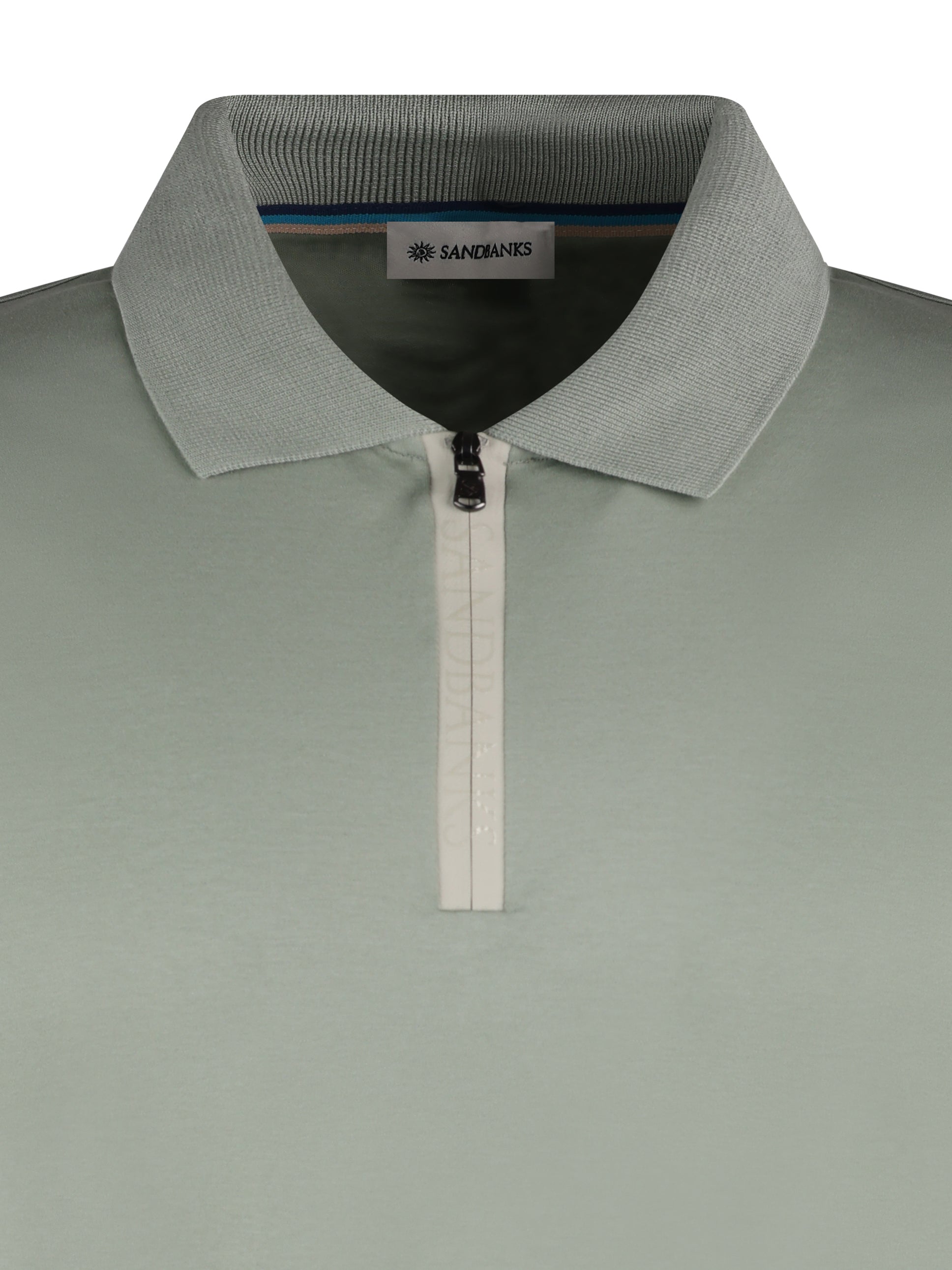 Sandbanks Silicone Zip Polo Shirt Sage