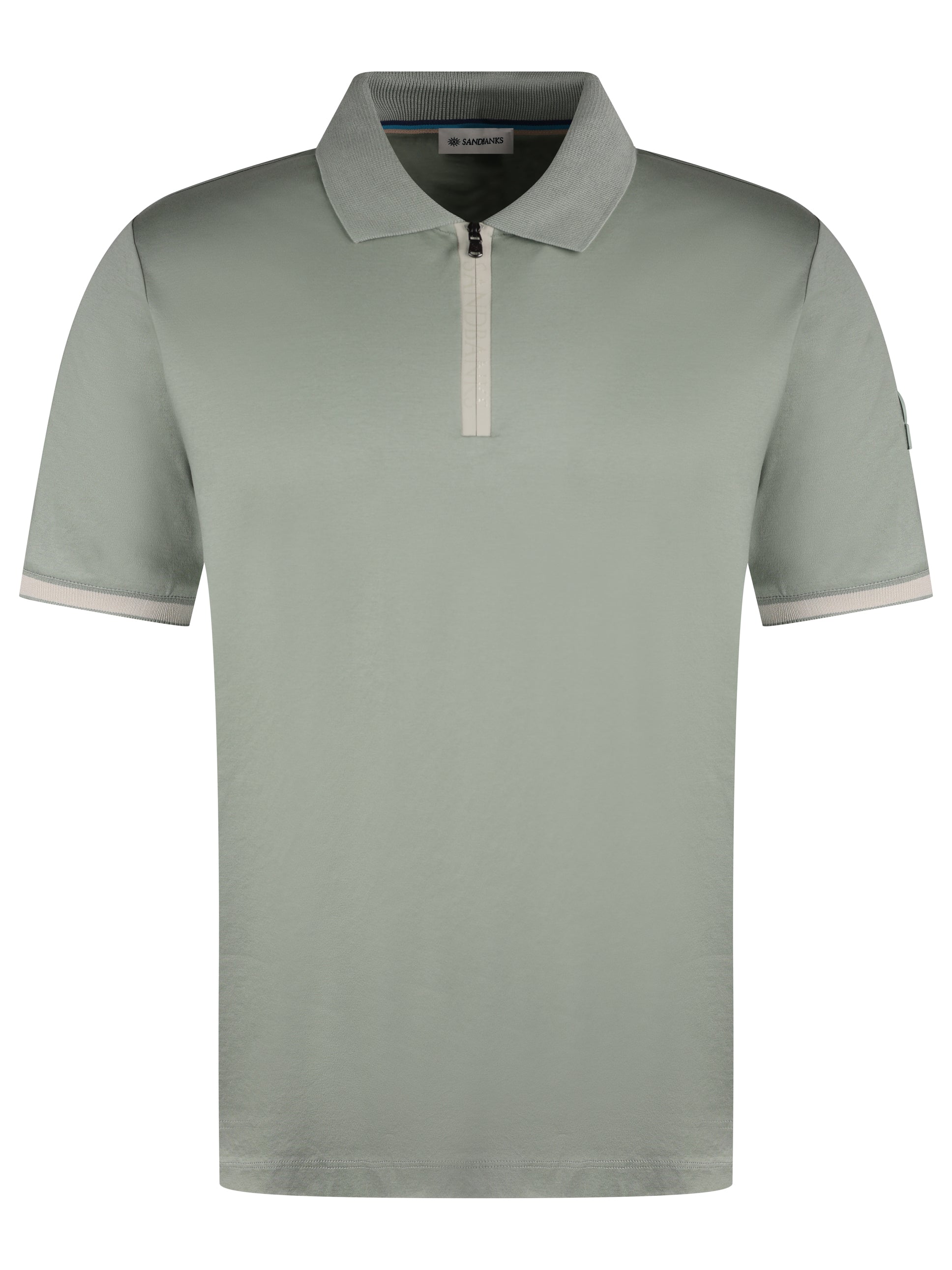 Sandbanks Silicone Zip Polo Shirt Sage