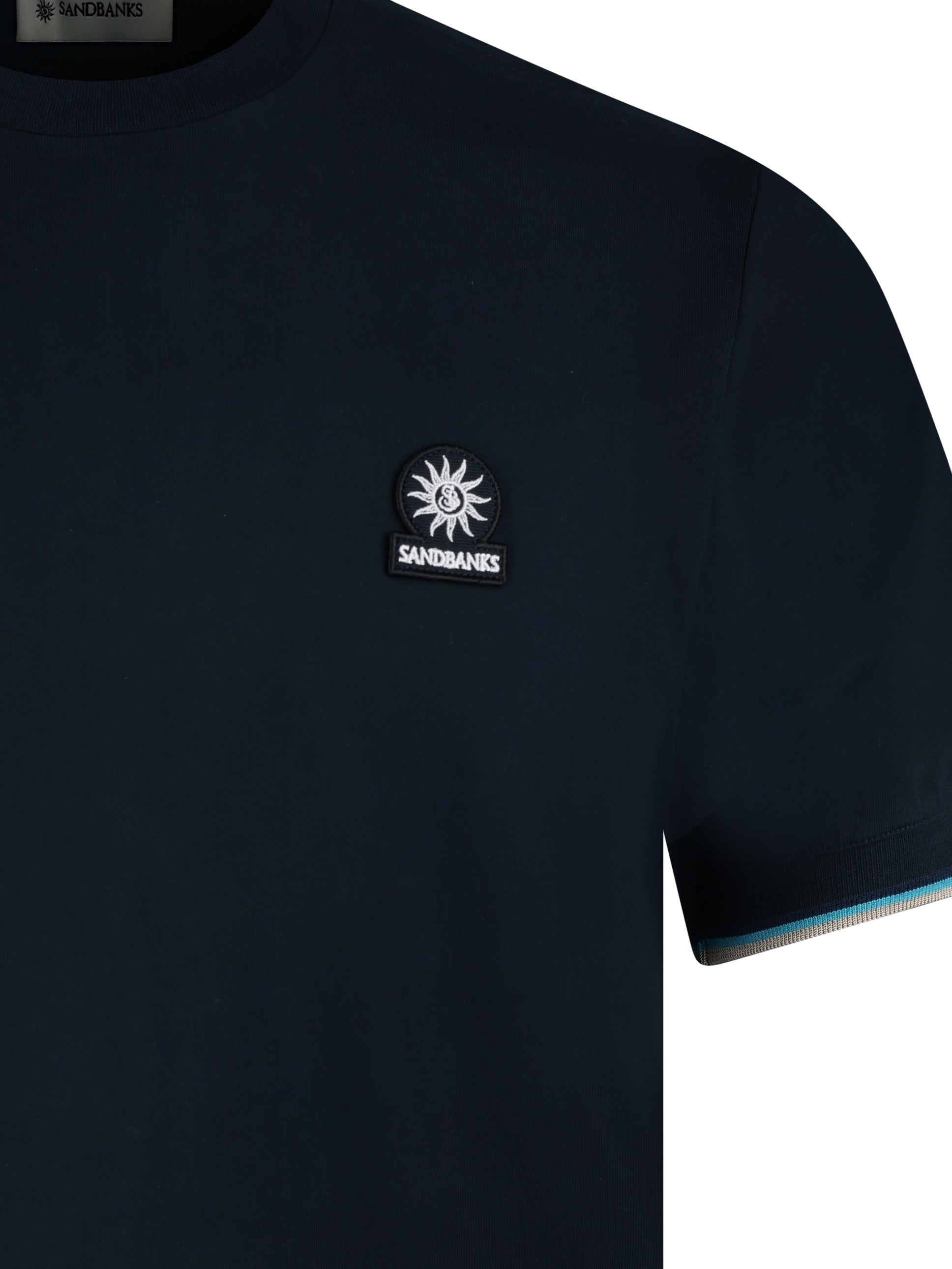 Sandbanks Tipped Logo Tee Navy