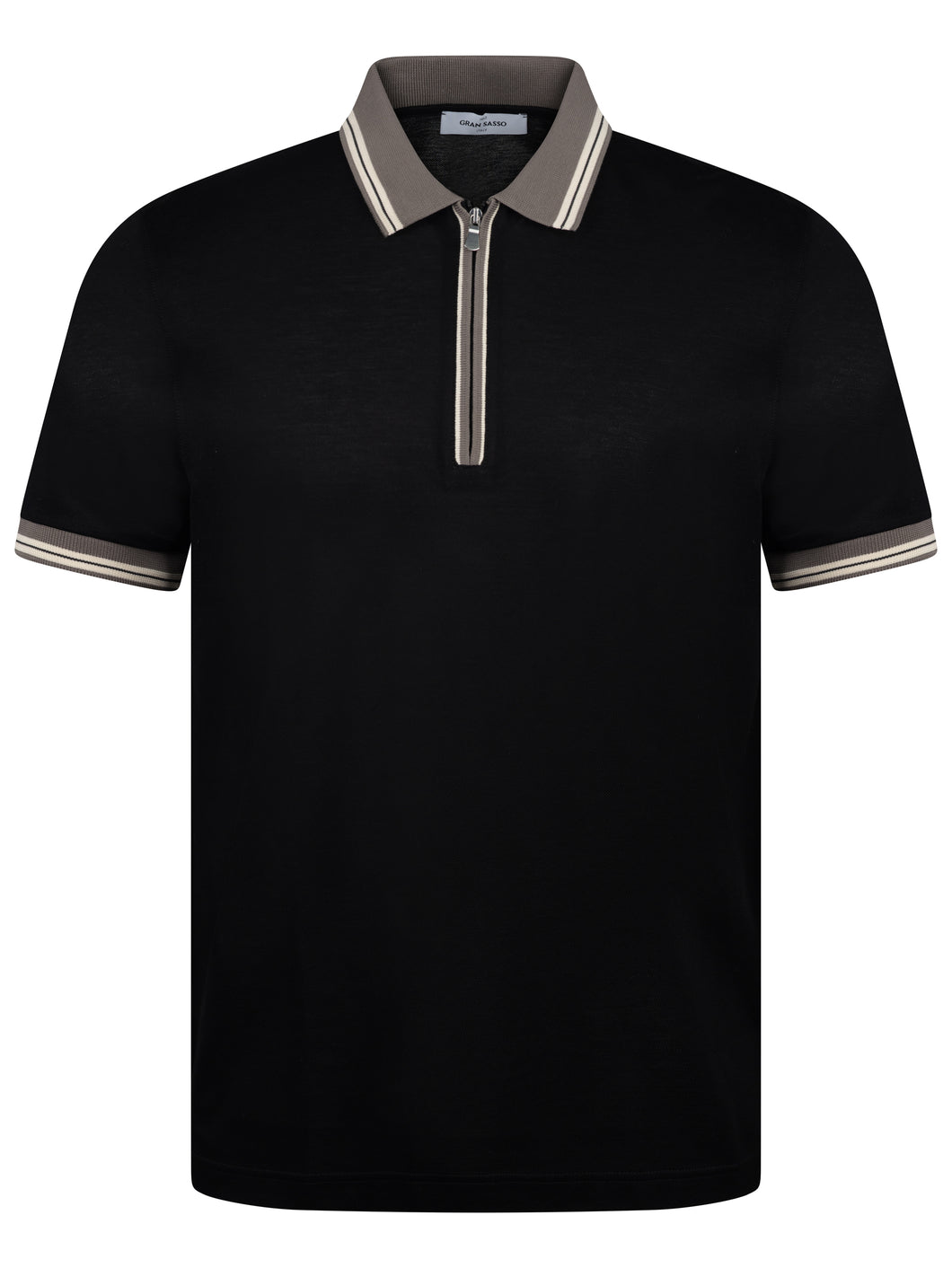 Gran Sasso Contrast Piquet Zip Black