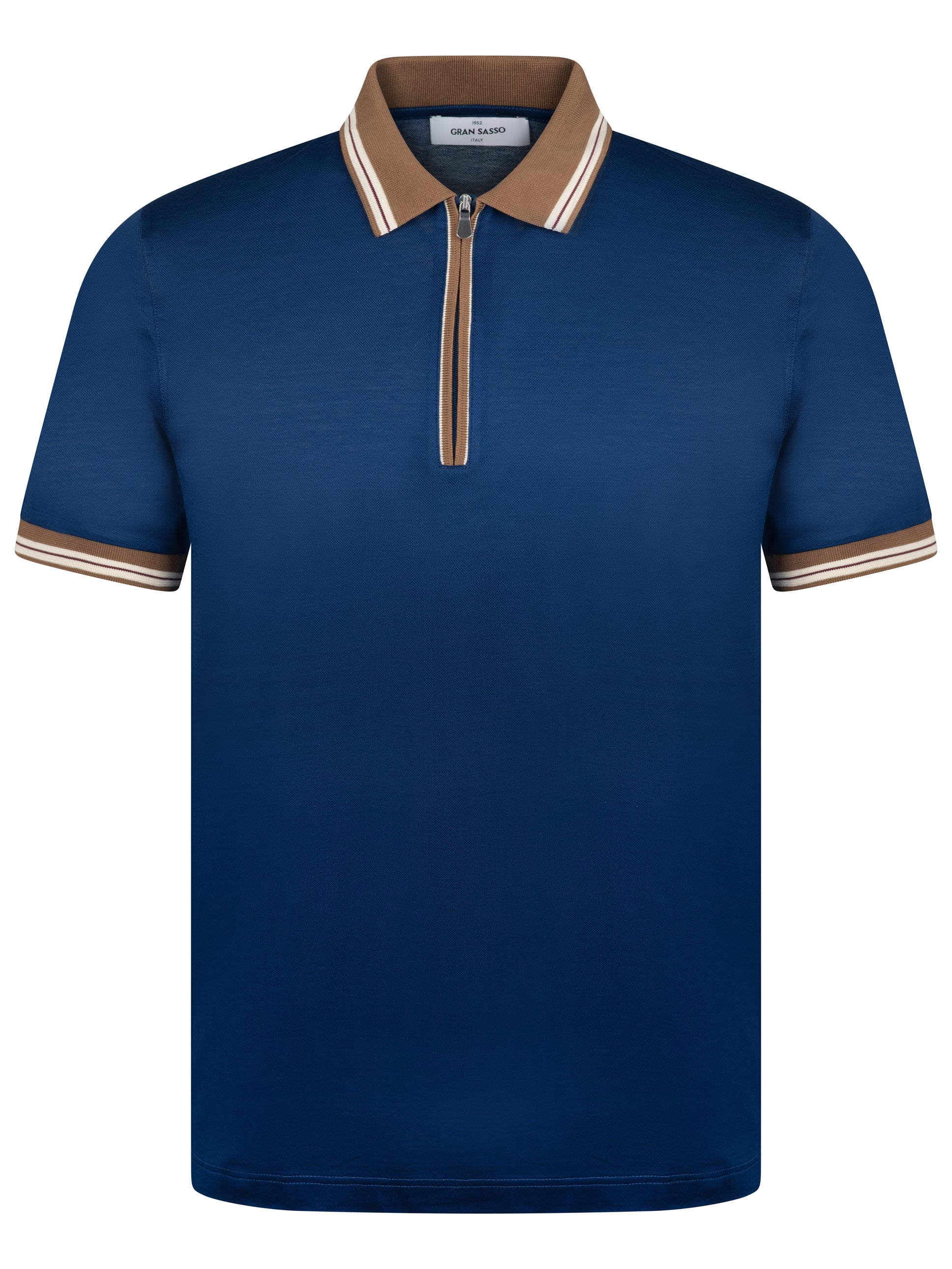 Load image into Gallery viewer, Gran Sasso Contrast Piquet Zip Blue
