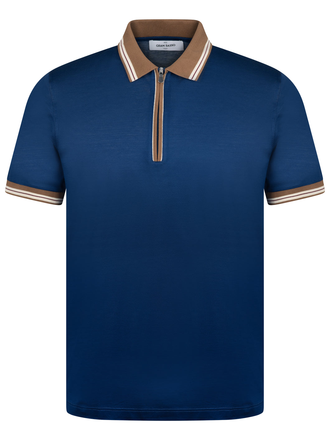 Gran Sasso Contrast Piquet Zip Blue