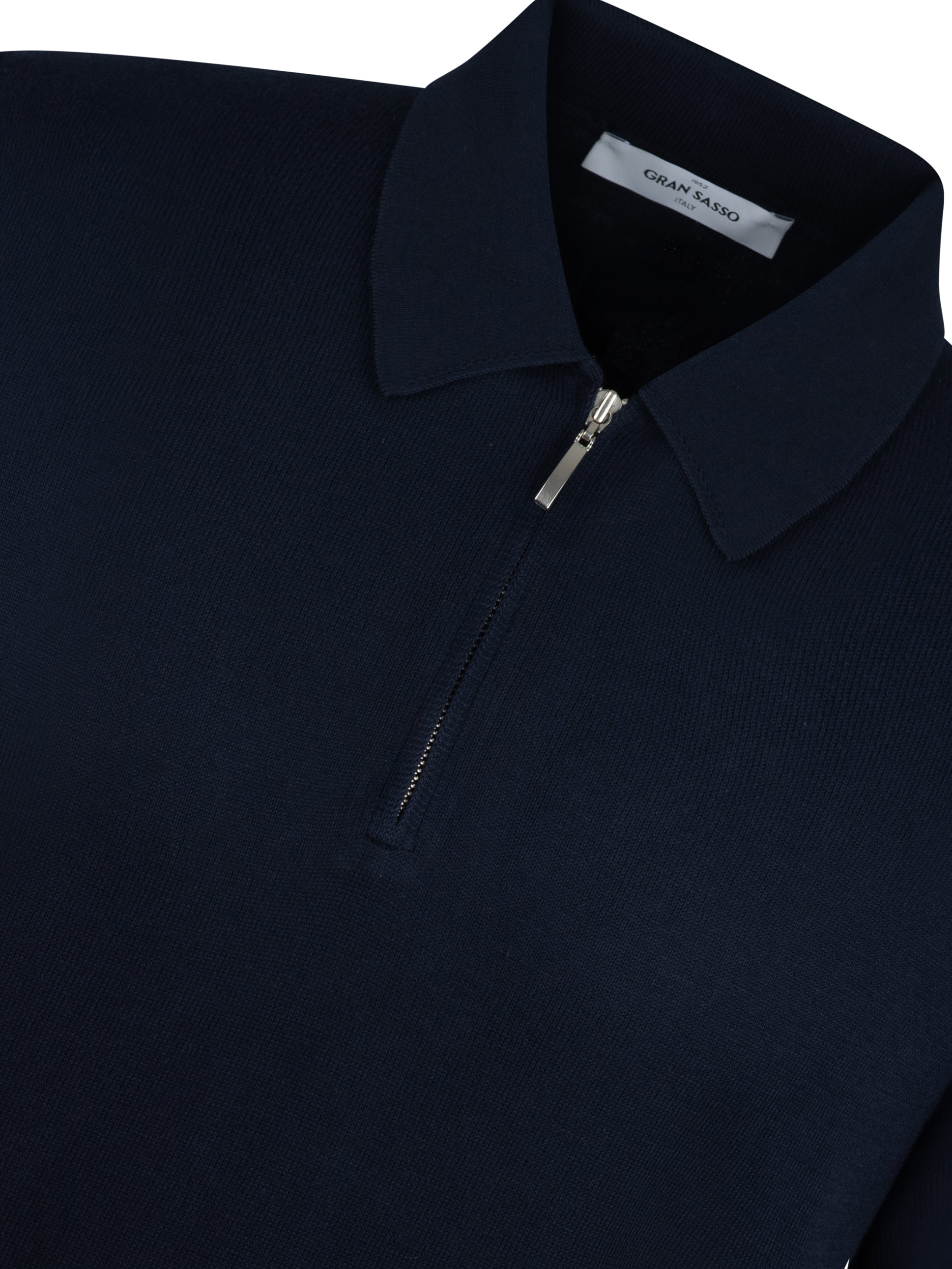 Load image into Gallery viewer, Gran Sasso Egyptian Cotton Zip Navy
