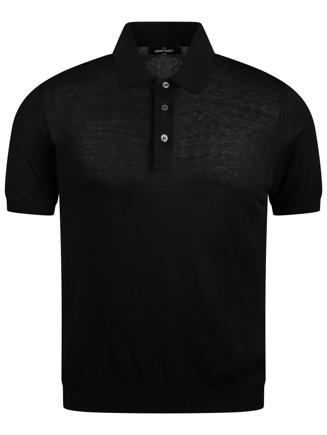 Gran Sasso Silk Knit Polo Black