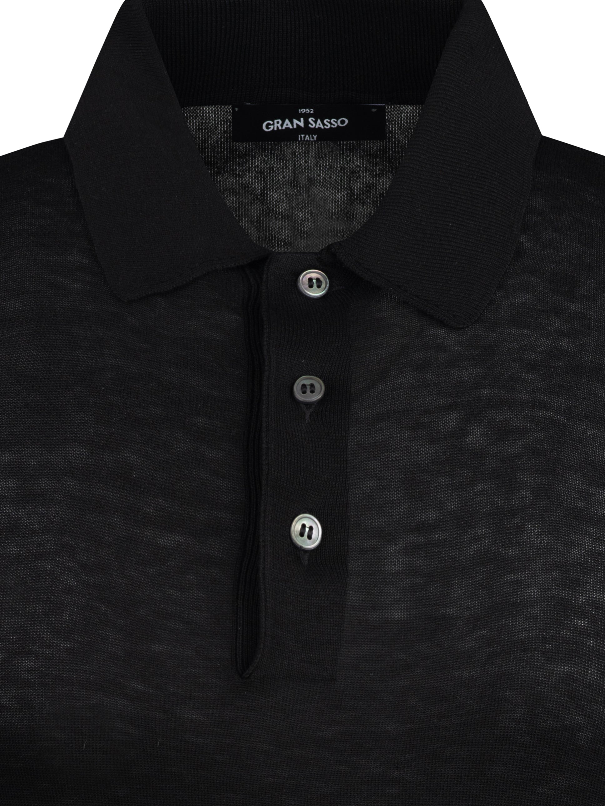 Gran Sasso Silk Knit Polo Black