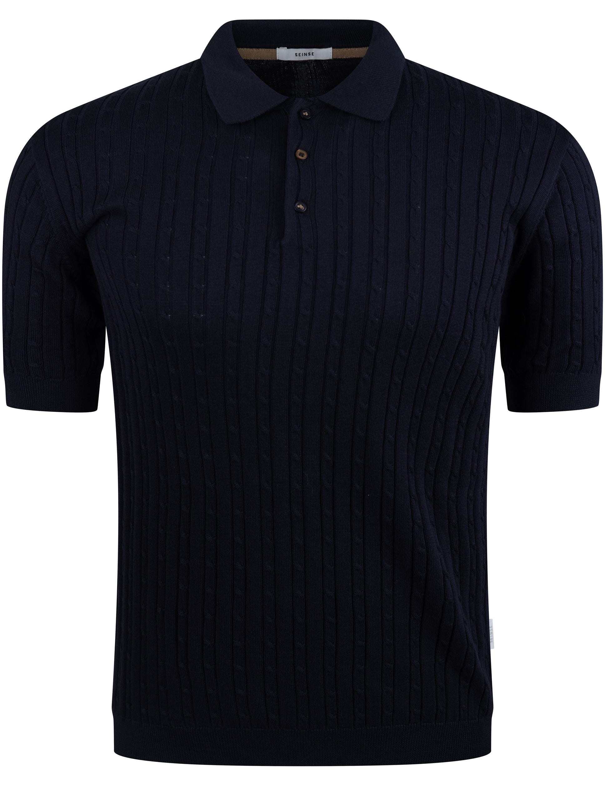 Load image into Gallery viewer, Sseinse Rib Knit Polo Navy
