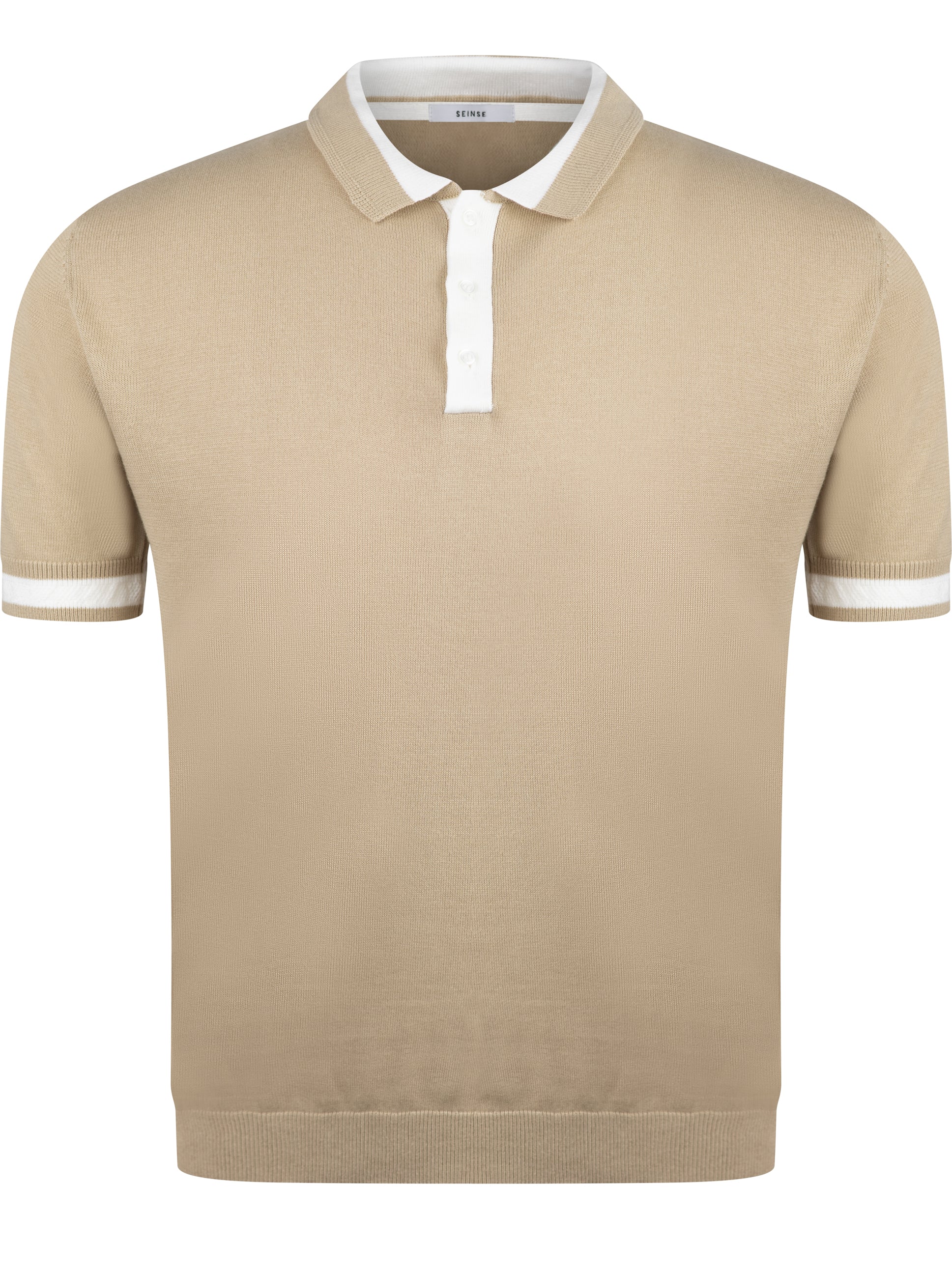 Load image into Gallery viewer, Sseinse Contrast Knit Polo Beige
