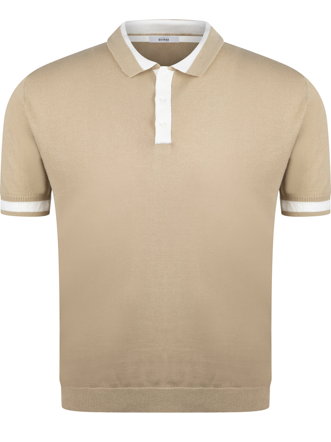 Sseinse Contrast Knit Polo Beige