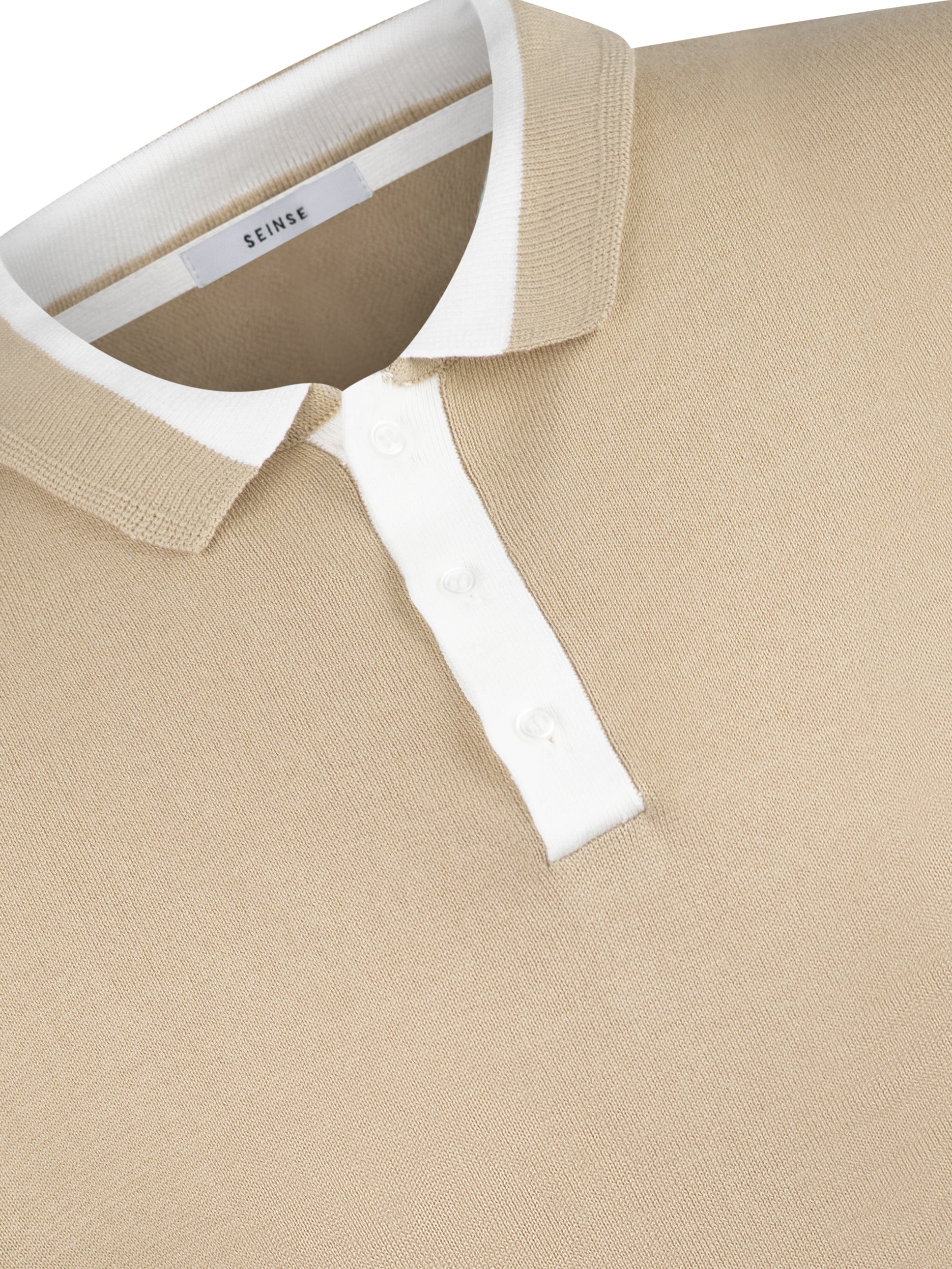 Load image into Gallery viewer, Sseinse Contrast Knit Polo Beige
