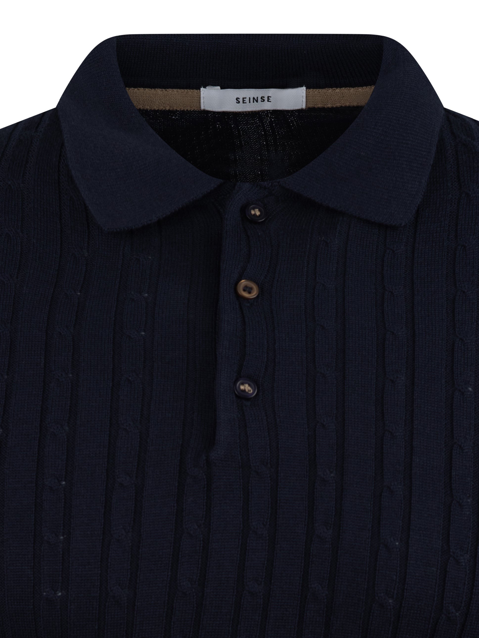 Load image into Gallery viewer, Sseinse Rib Knit Polo Navy
