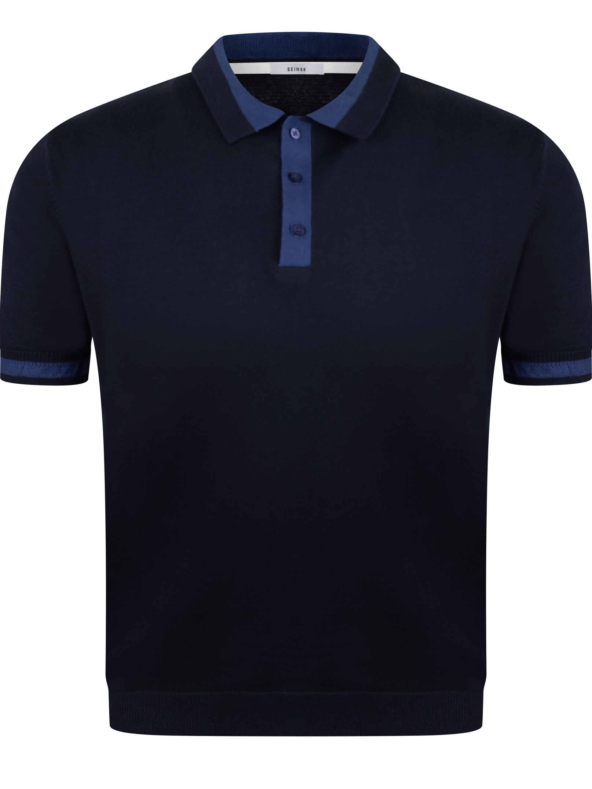 Load image into Gallery viewer, Sseinse Contrast Knit Polo Navy
