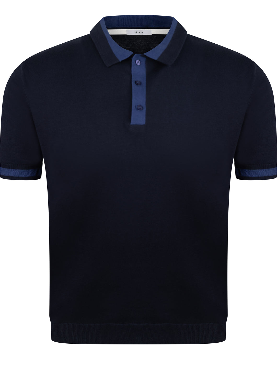 Sseinse Contrast Knit Polo Navy
