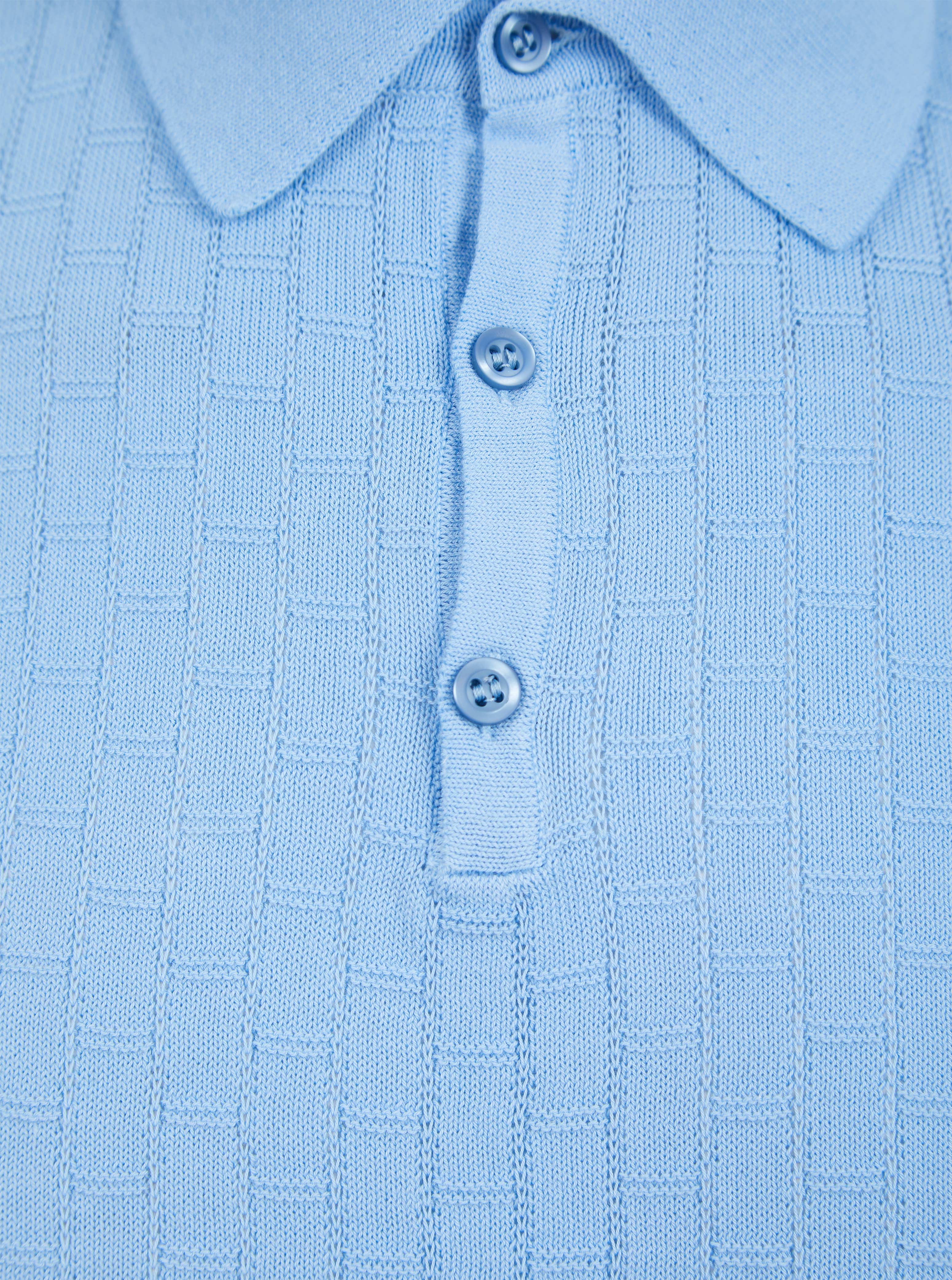 Load image into Gallery viewer, IL Telaio Weave Knit Polo Sky

