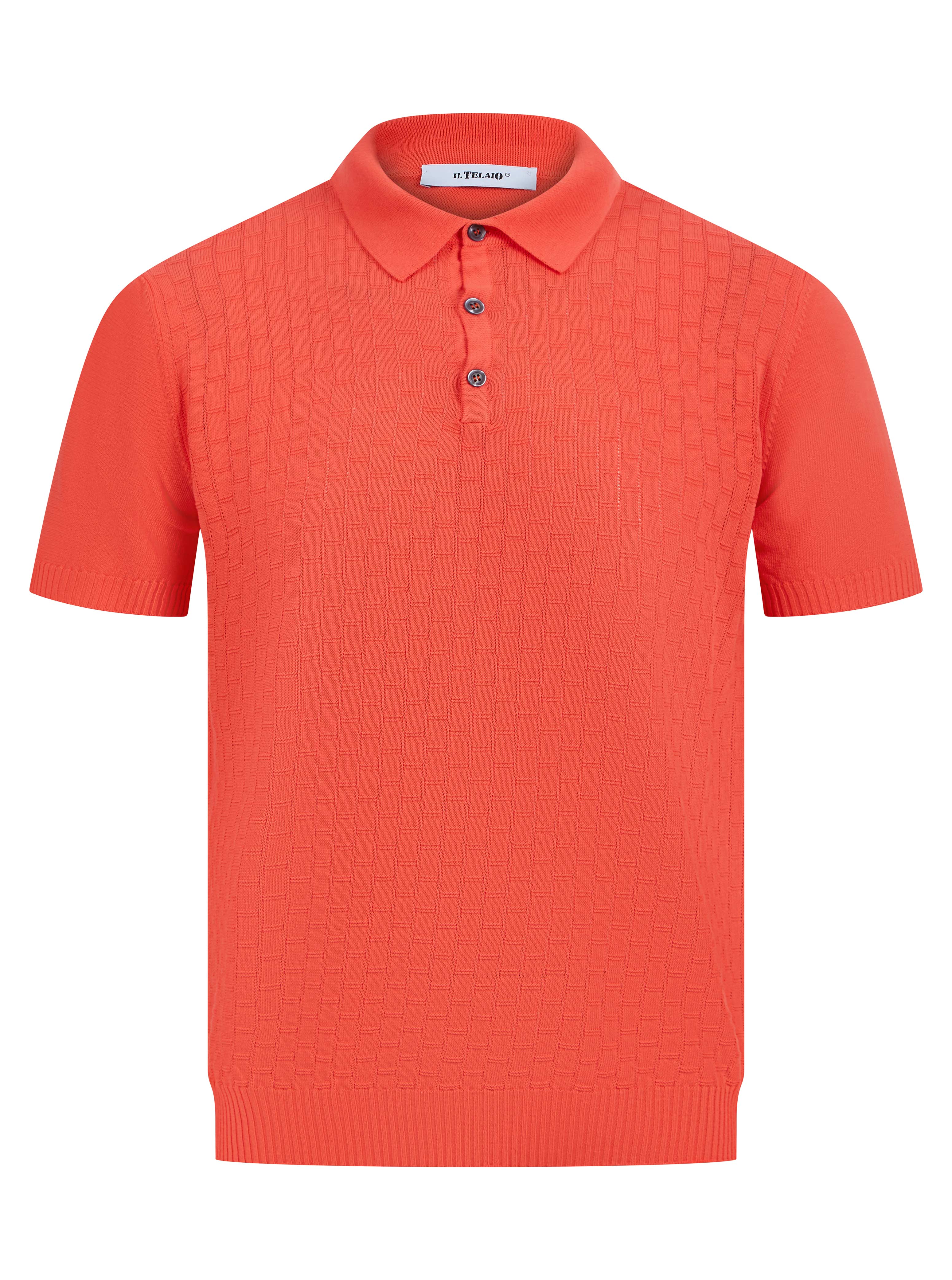 Load image into Gallery viewer, IL Telaio Weave Knit Polo Coral
