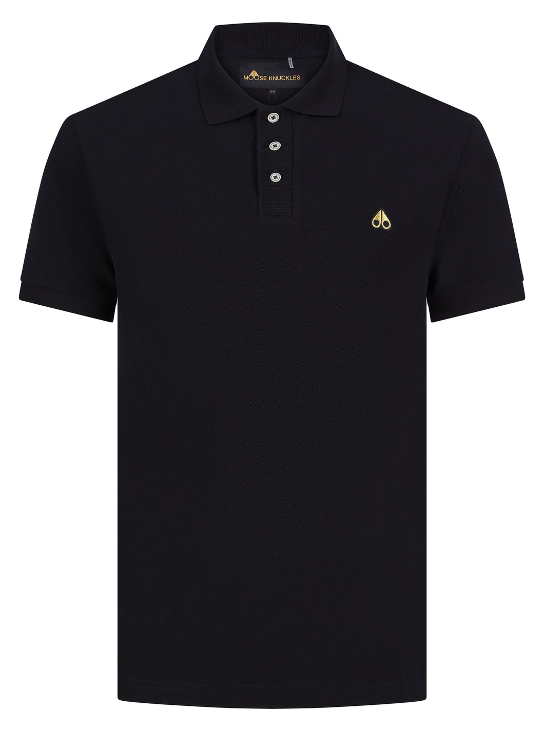 Moose Knuckles Gold Logo Polo Shirt Black