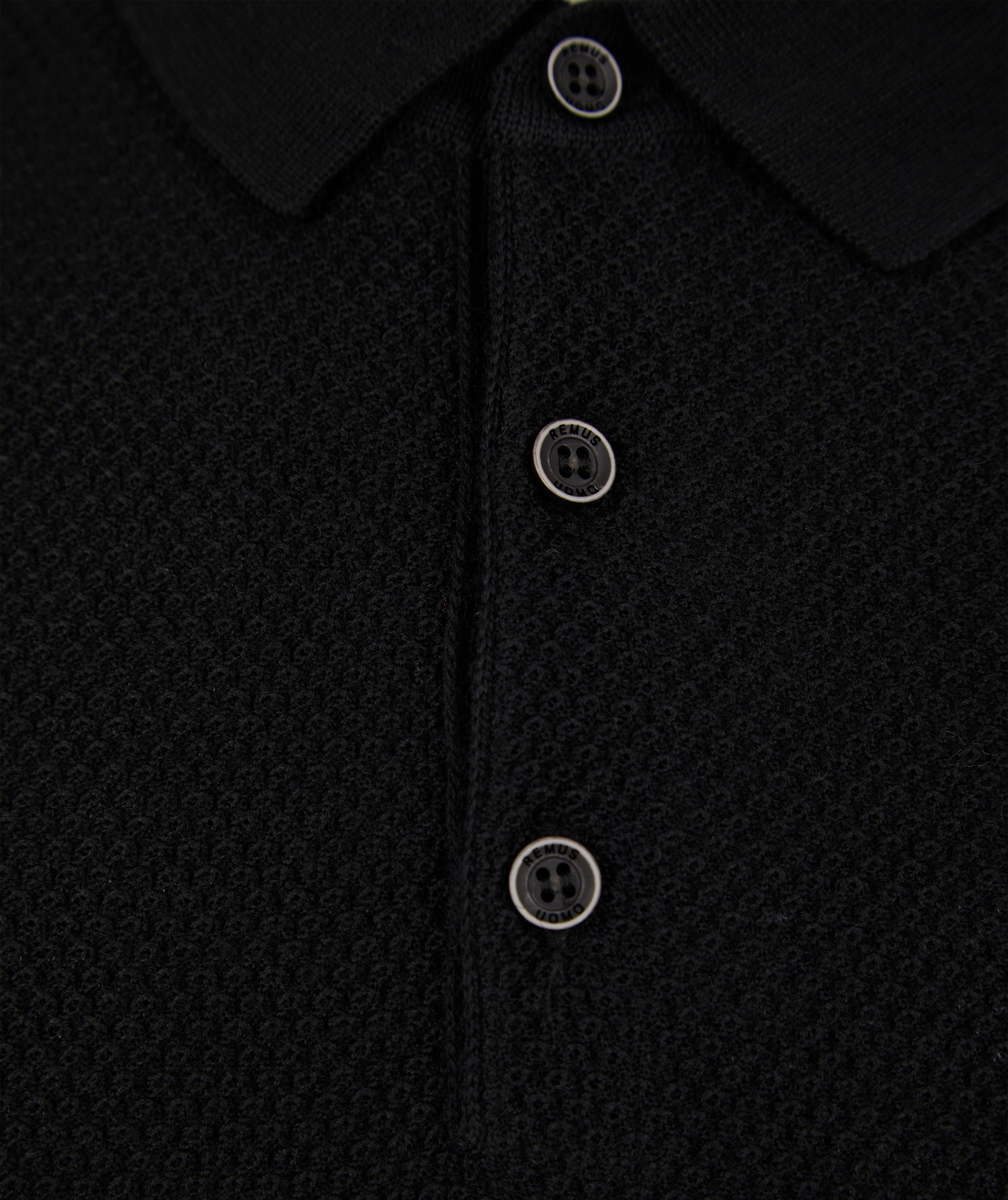 Load image into Gallery viewer, Remus Waffle Polo Black
