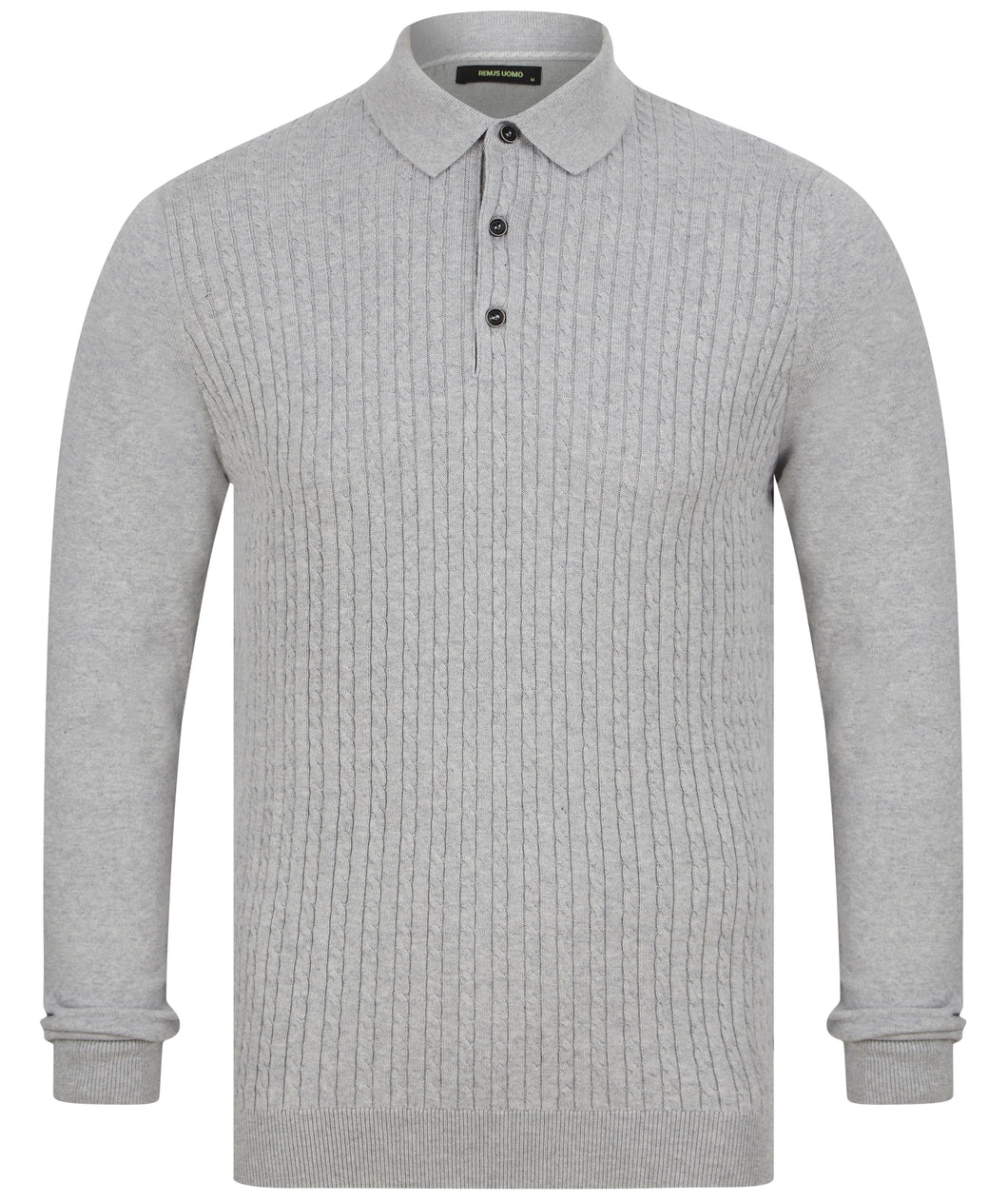 Remus Cable Knit Polo Grey