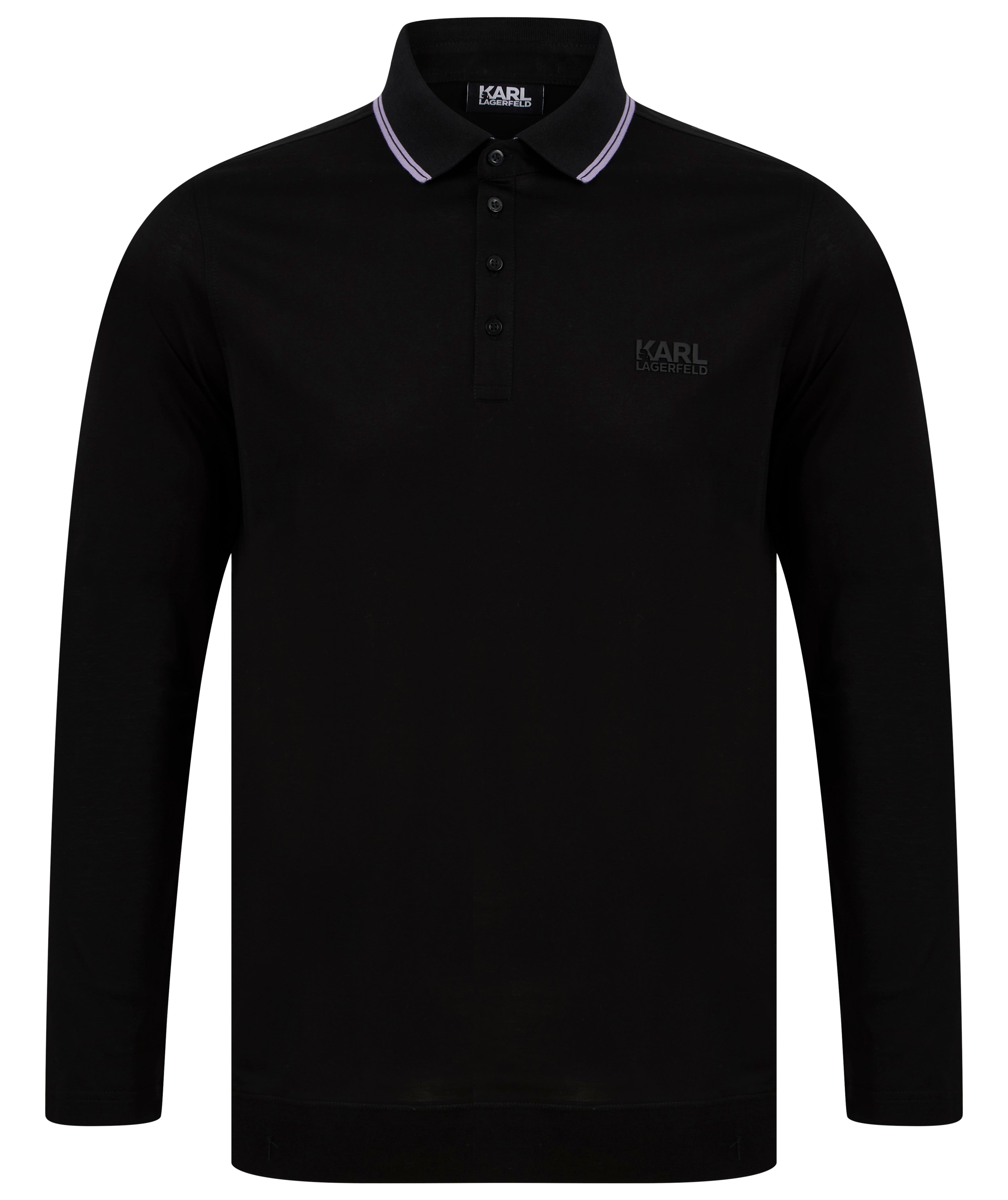 Load image into Gallery viewer, Lagerfeld Tipped Polo Shirt Black
