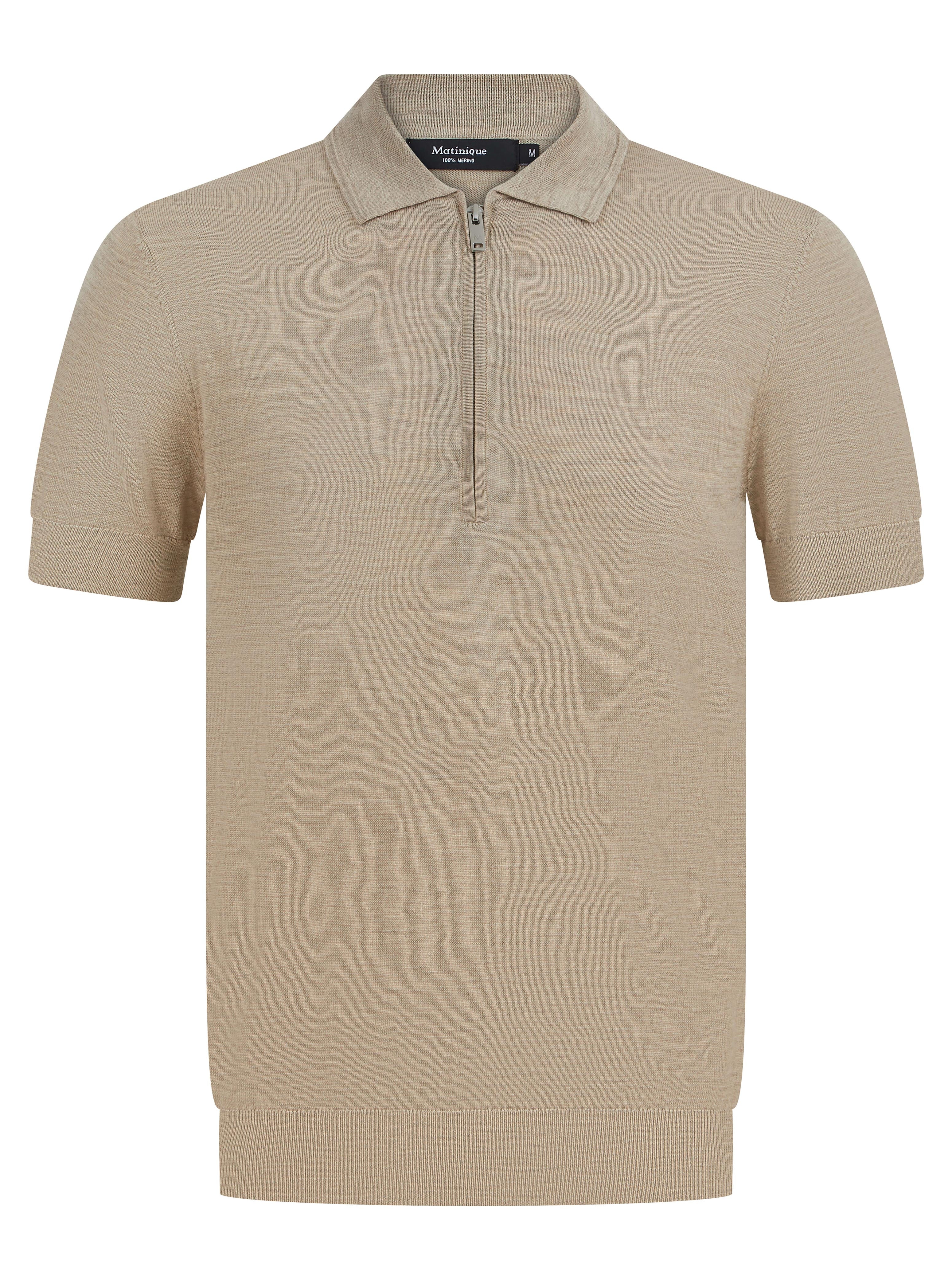 Load image into Gallery viewer, Matinique Zip Polo Knit Beige
