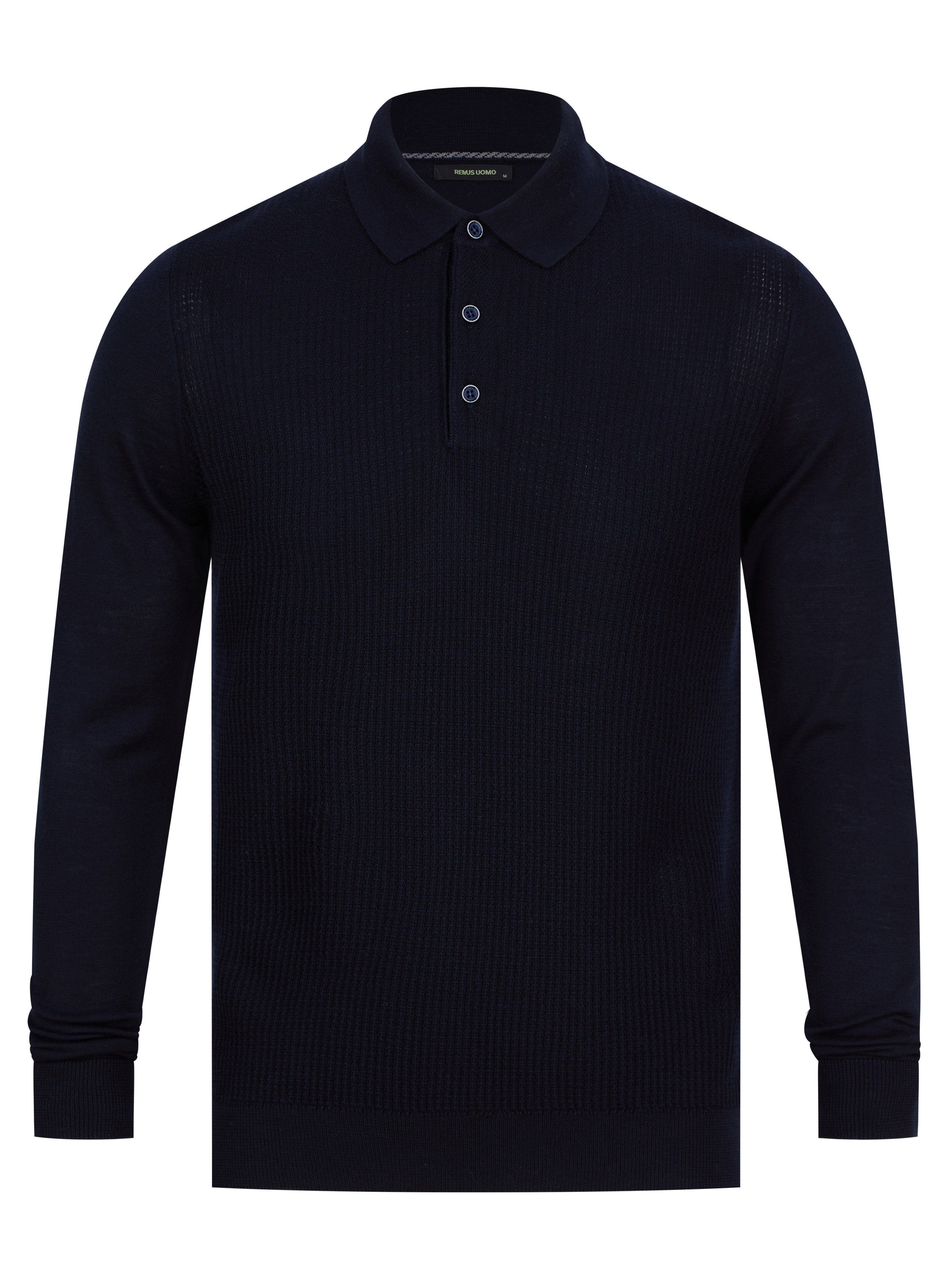 Load image into Gallery viewer, Remus Waffle Knit Polo Navy
