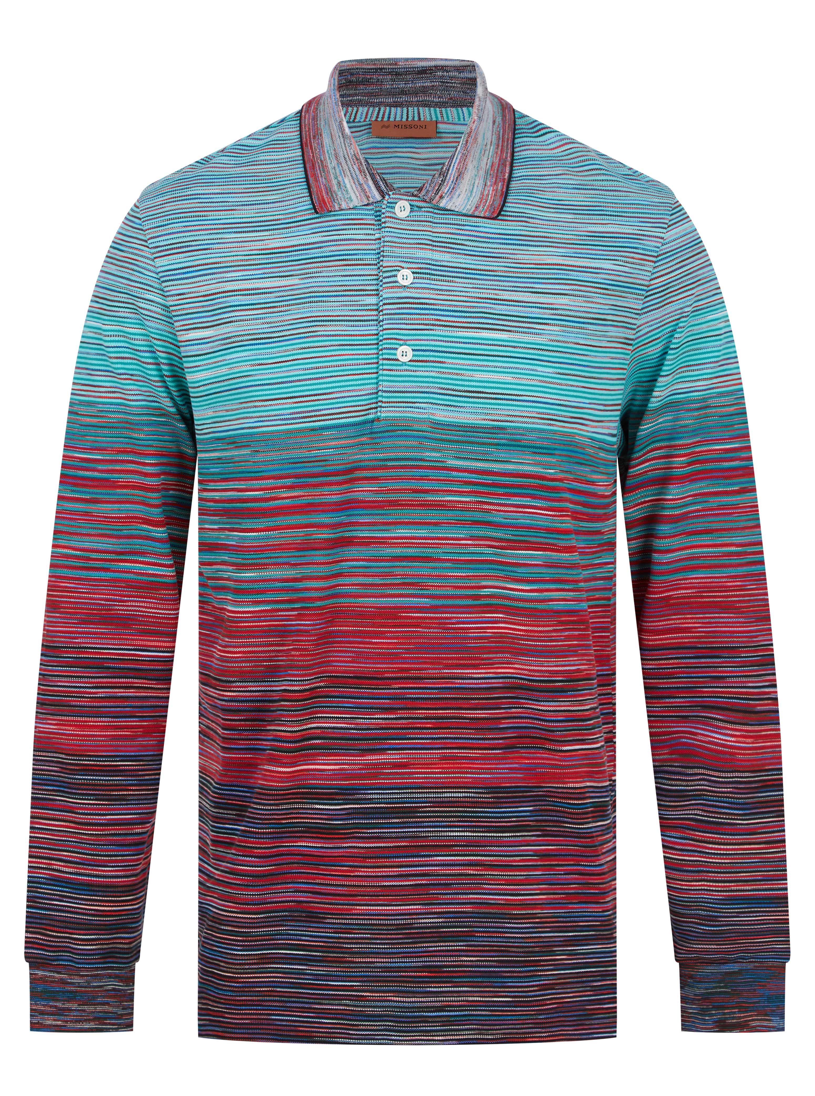 Load image into Gallery viewer, Missoni Classic Stripe L/S Polo Shirt Green
