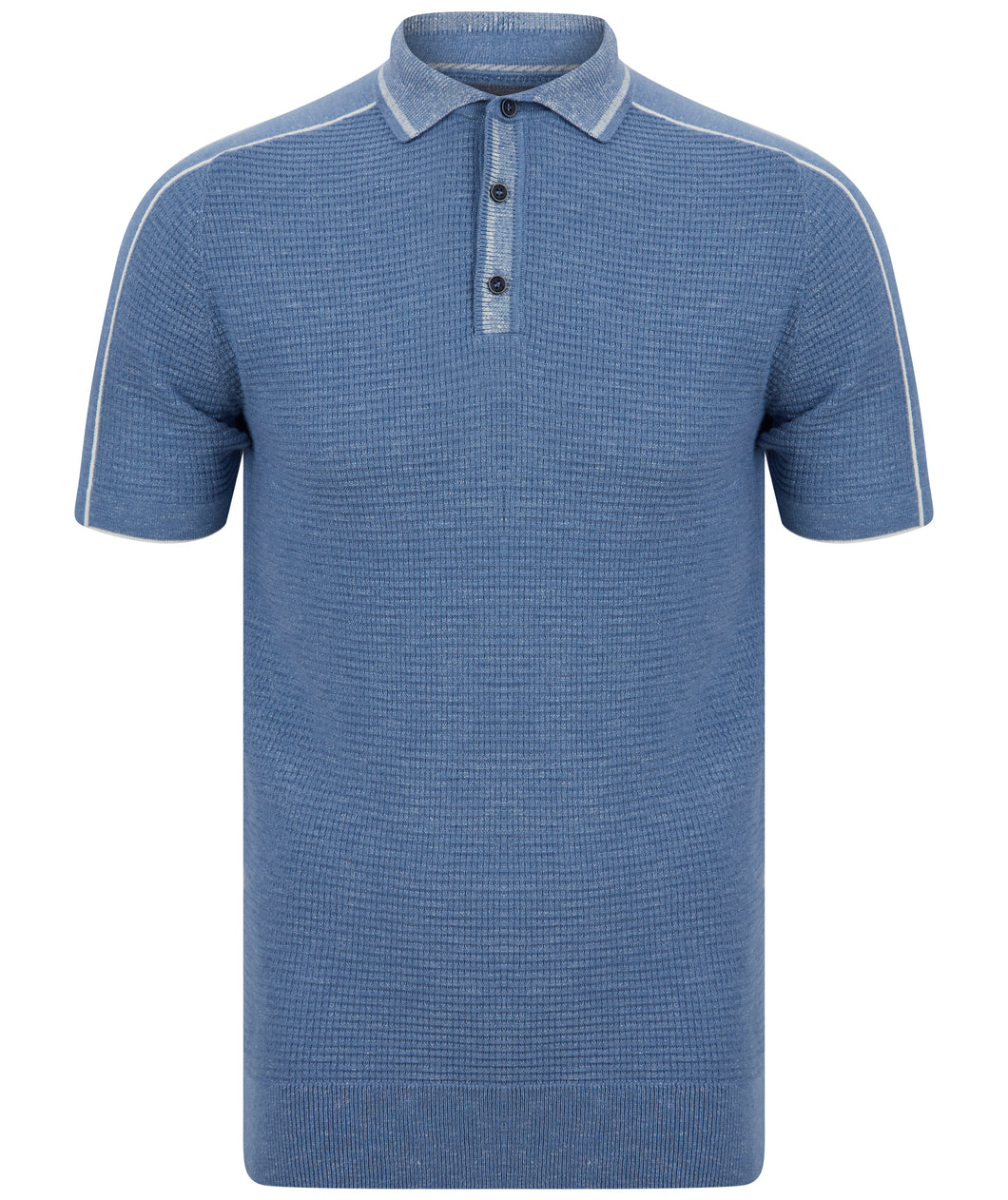 Remus Slim Fit Knitted Polo Shirt Blue